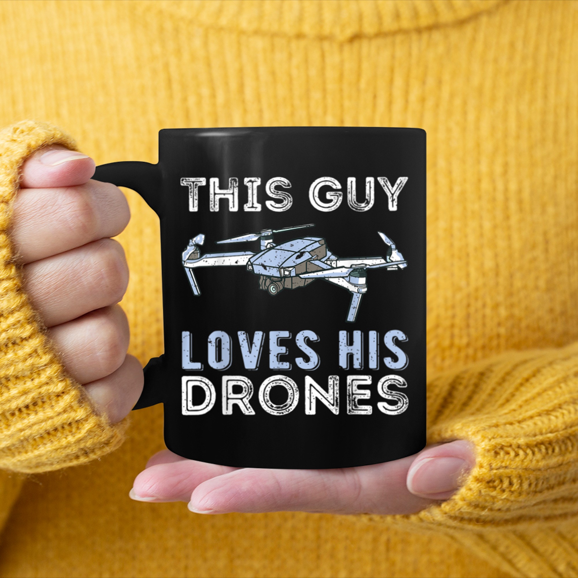 This Guy Loves His Drones Pilot Flying Aerial Vehicle Drone mug black