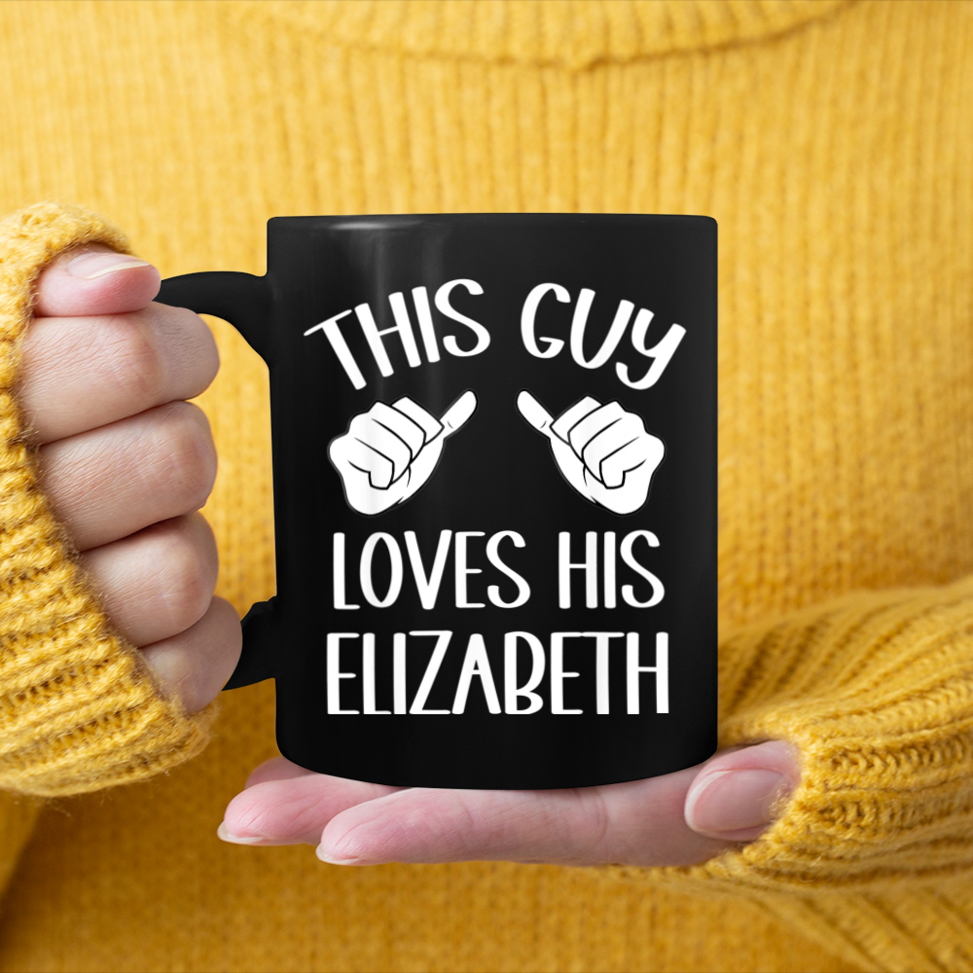 This Guy Loves His Elizabeth Valentine mug black