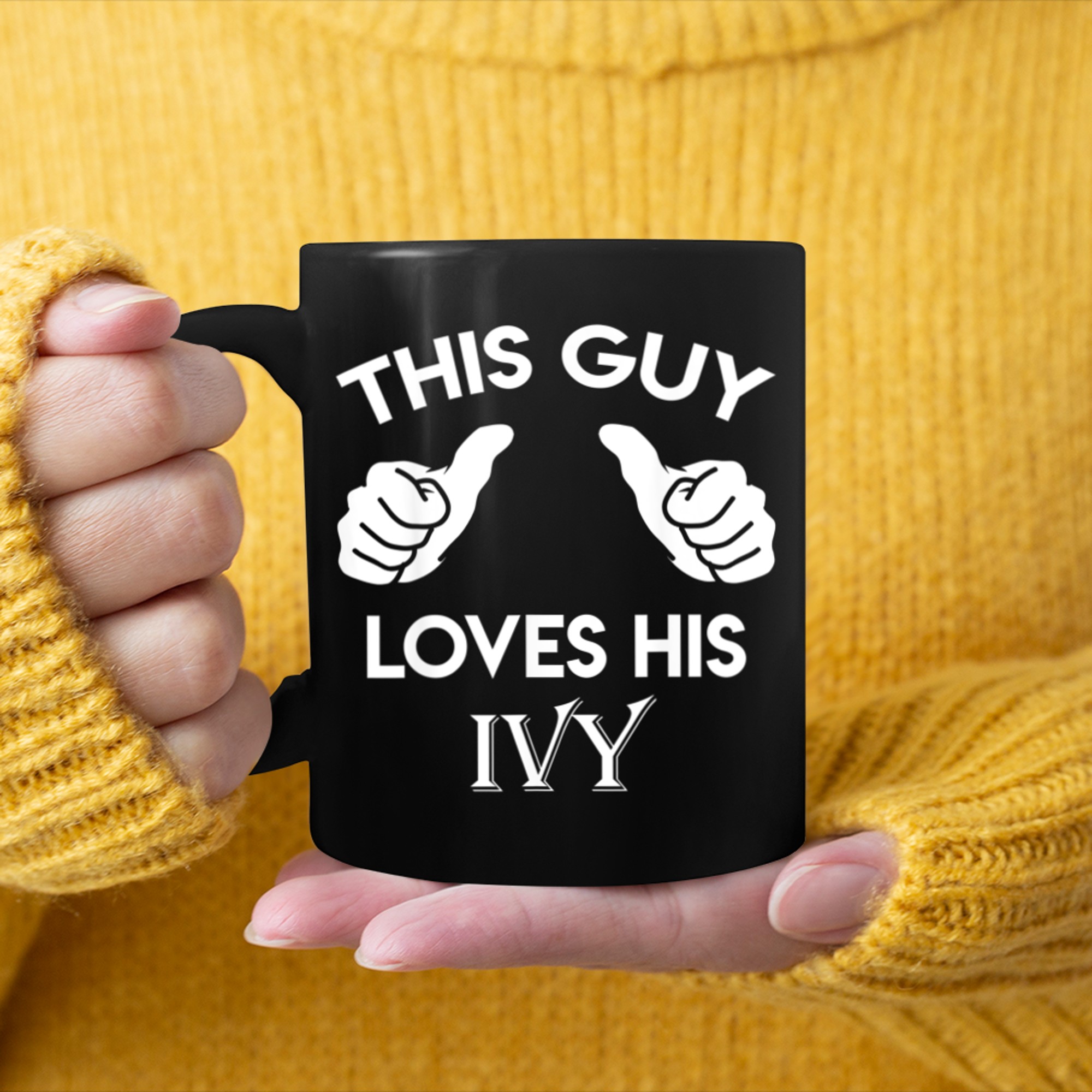 This guy loves his IVY valentine heart belongs 3 mug black