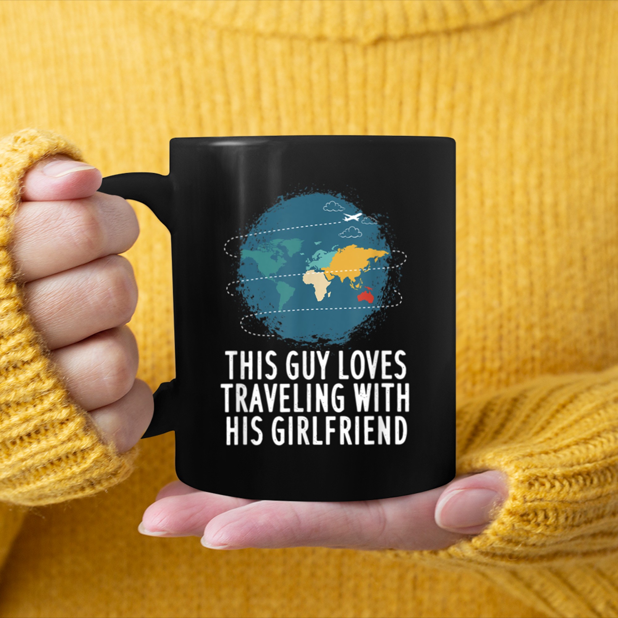 This Guy Loves Traveling With His Girlfriend Traveler mug black