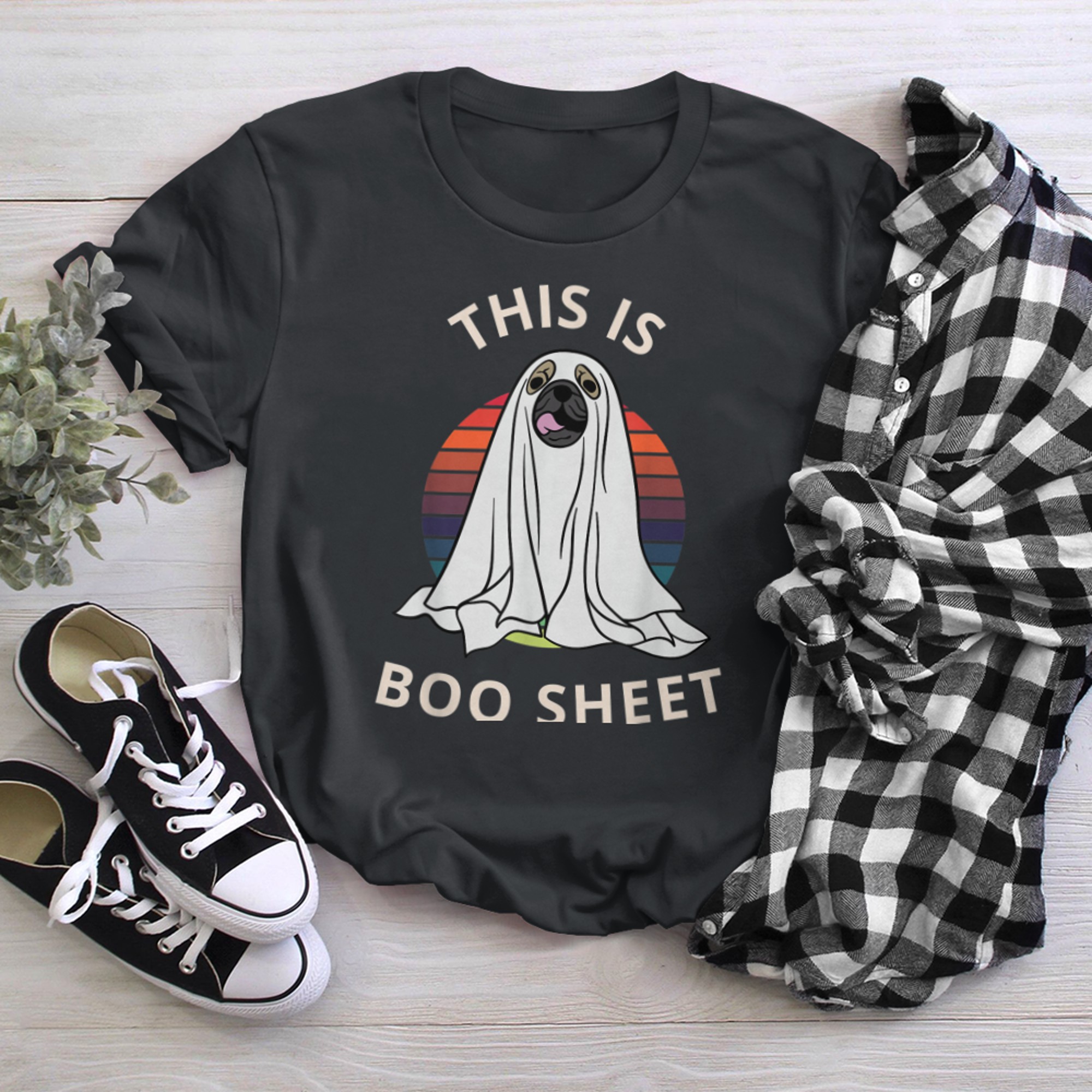 This is Boo Sheet Funny Dog Halloween Costume t-shirt black