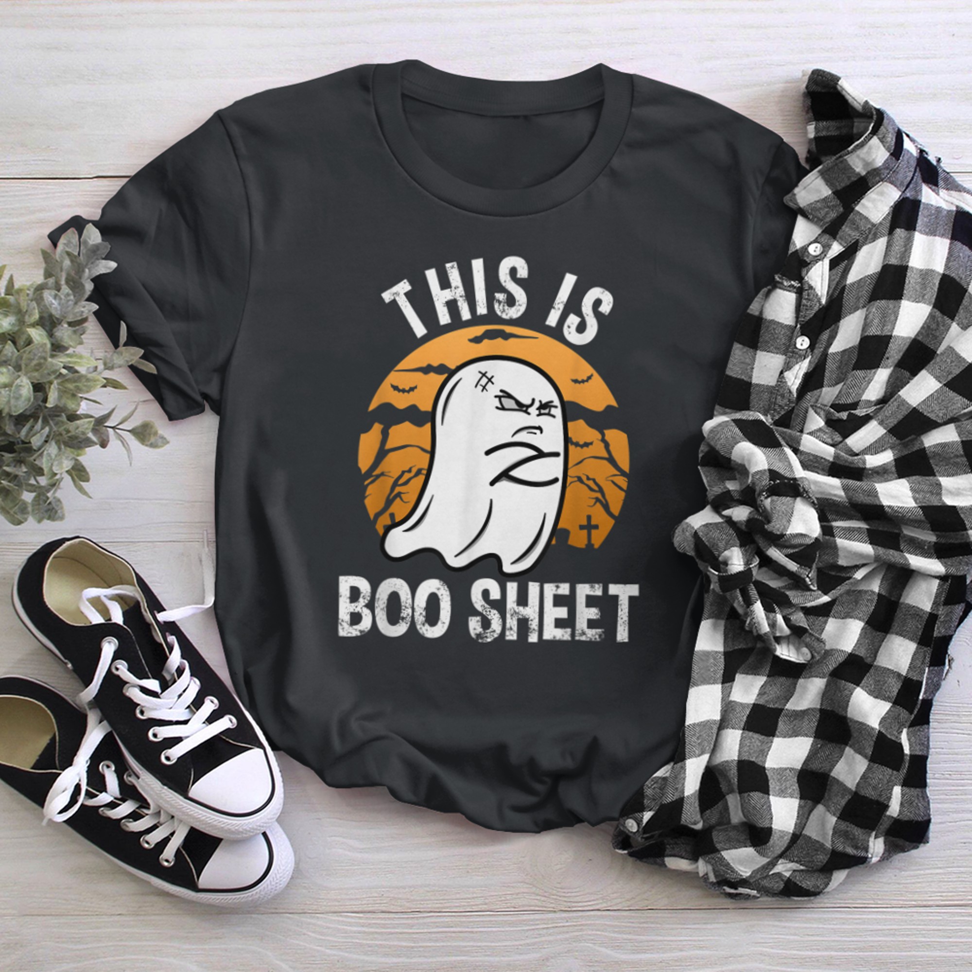 This Is Boo Sheet Funny Ghost Costume Women Men Halloween (1) t-shirt black