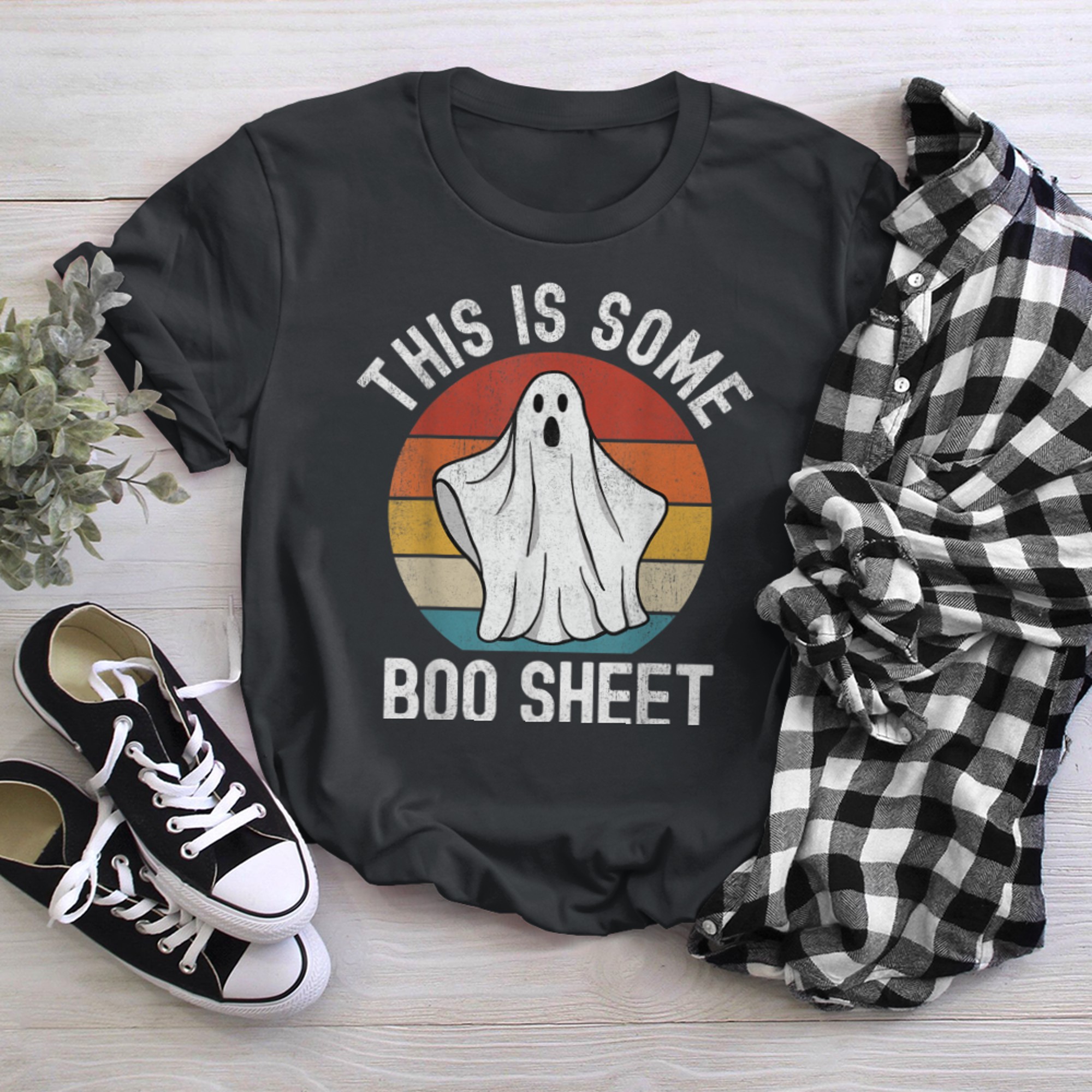 This Is Boo Sheet Funny Ghost Retro Halloween Costume t-shirt black