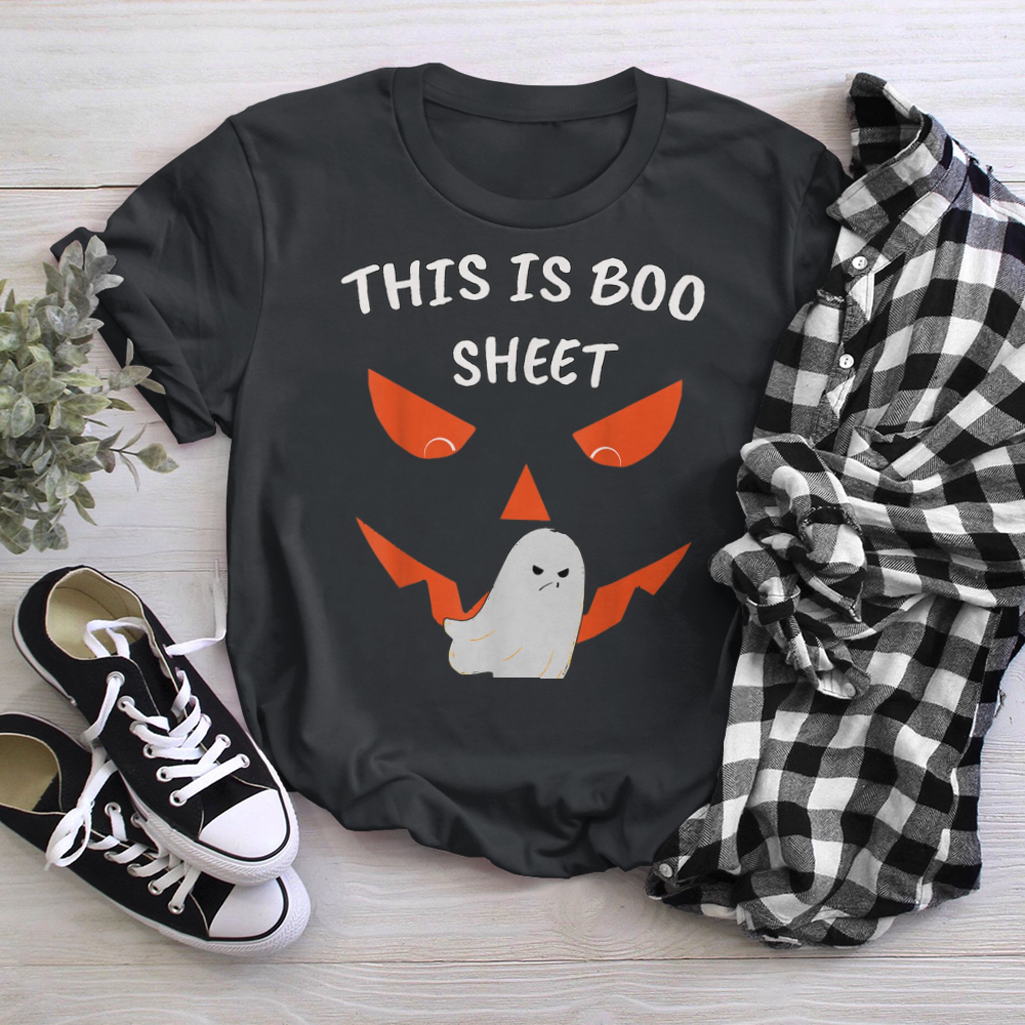 This Is Boo Sheet Funny Ghost With A Pumpkin t-shirt black