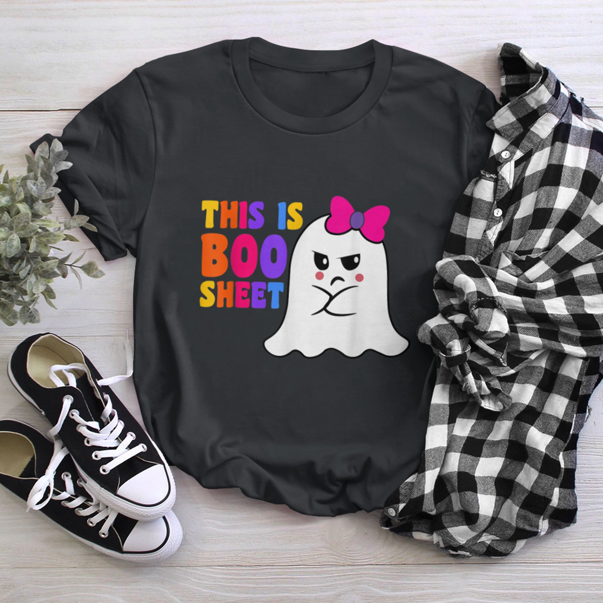 This Is Boo Sheet Funny Halloween Custome Retro Men Women t-shirt black