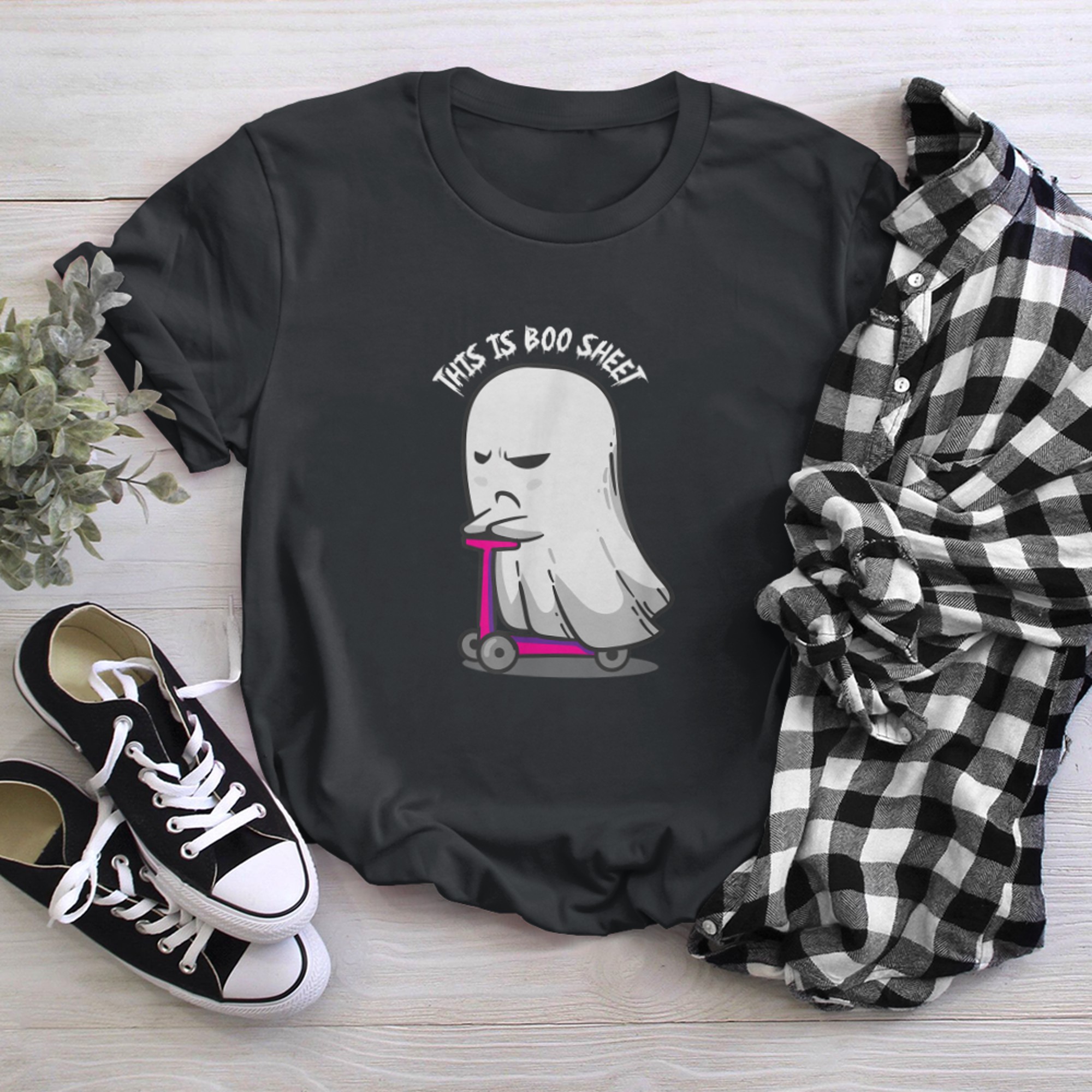 This Is Boo Sheet Funny Sad Ghost Halloween DIY Costume Fun (1) t-shirt black