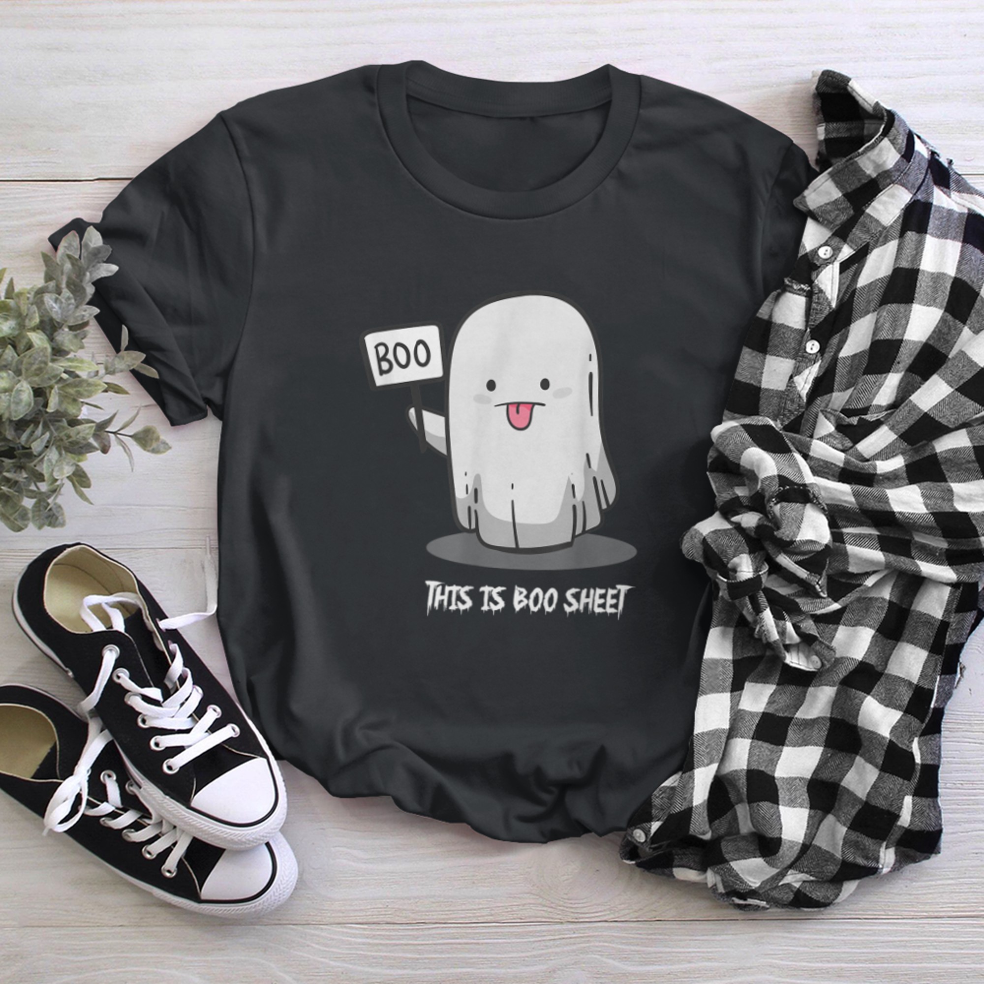 This Is Boo Sheet Funny Sign Ghost Halloween DIY Costume Fun t-shirt black