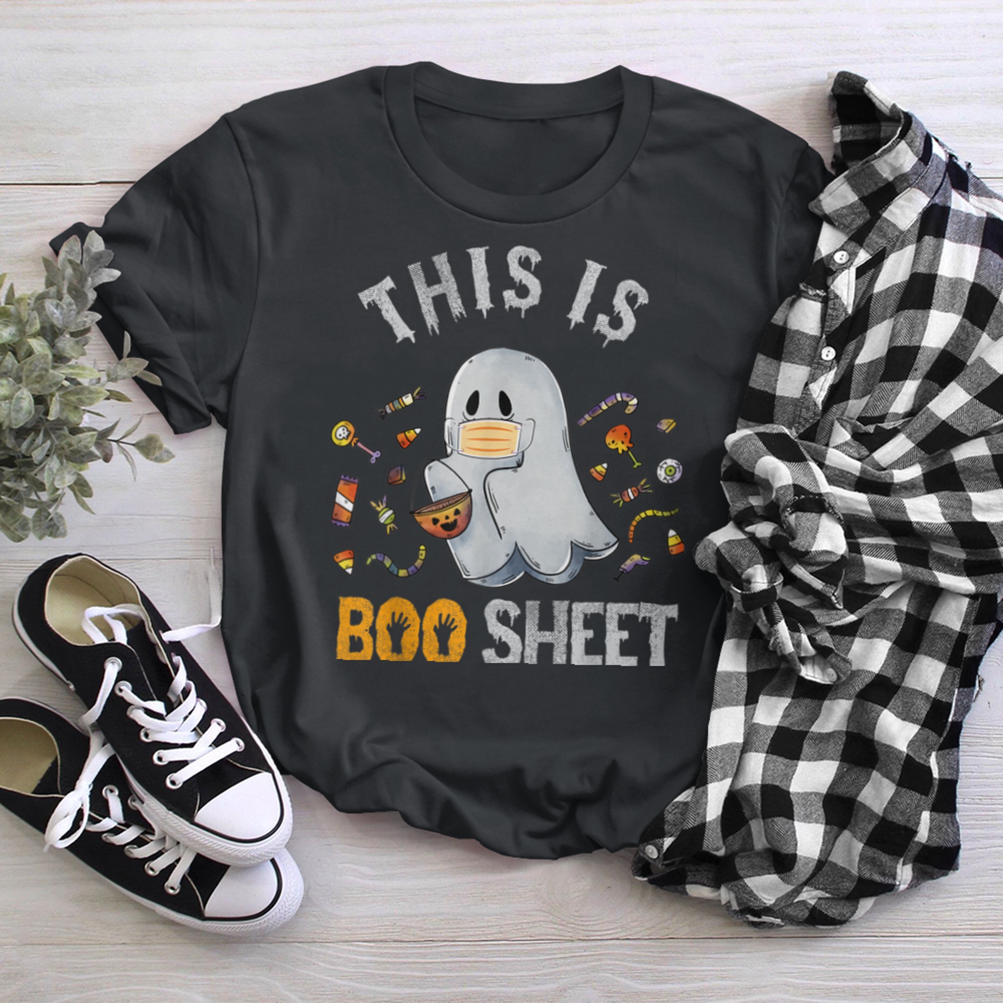 This is BOO Sheet Ghost funny Halloween Costume 2020 t-shirt black