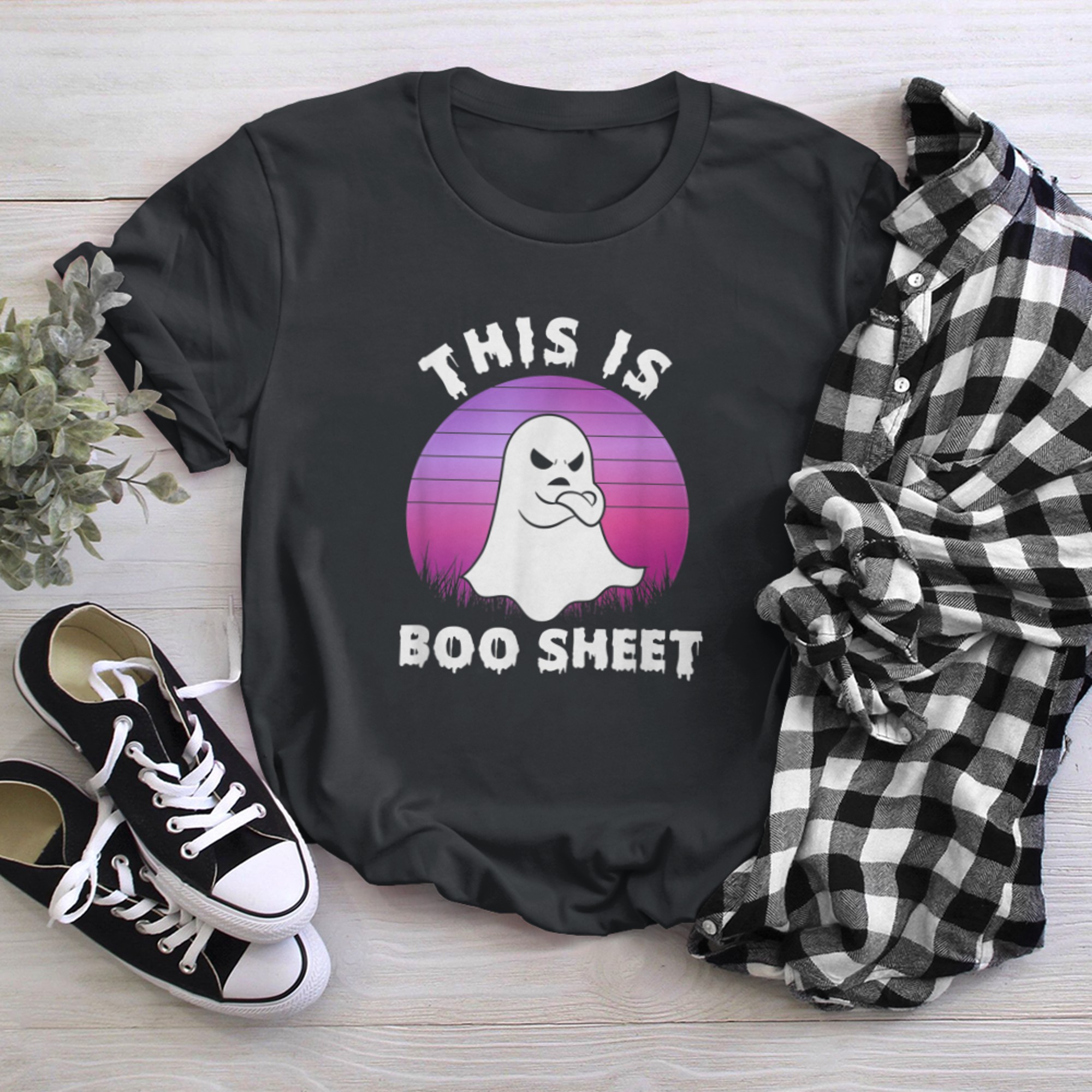 THIS IS BOO SHEET Ghost Halloween Retro Costume Men Women (1) t-shirt black