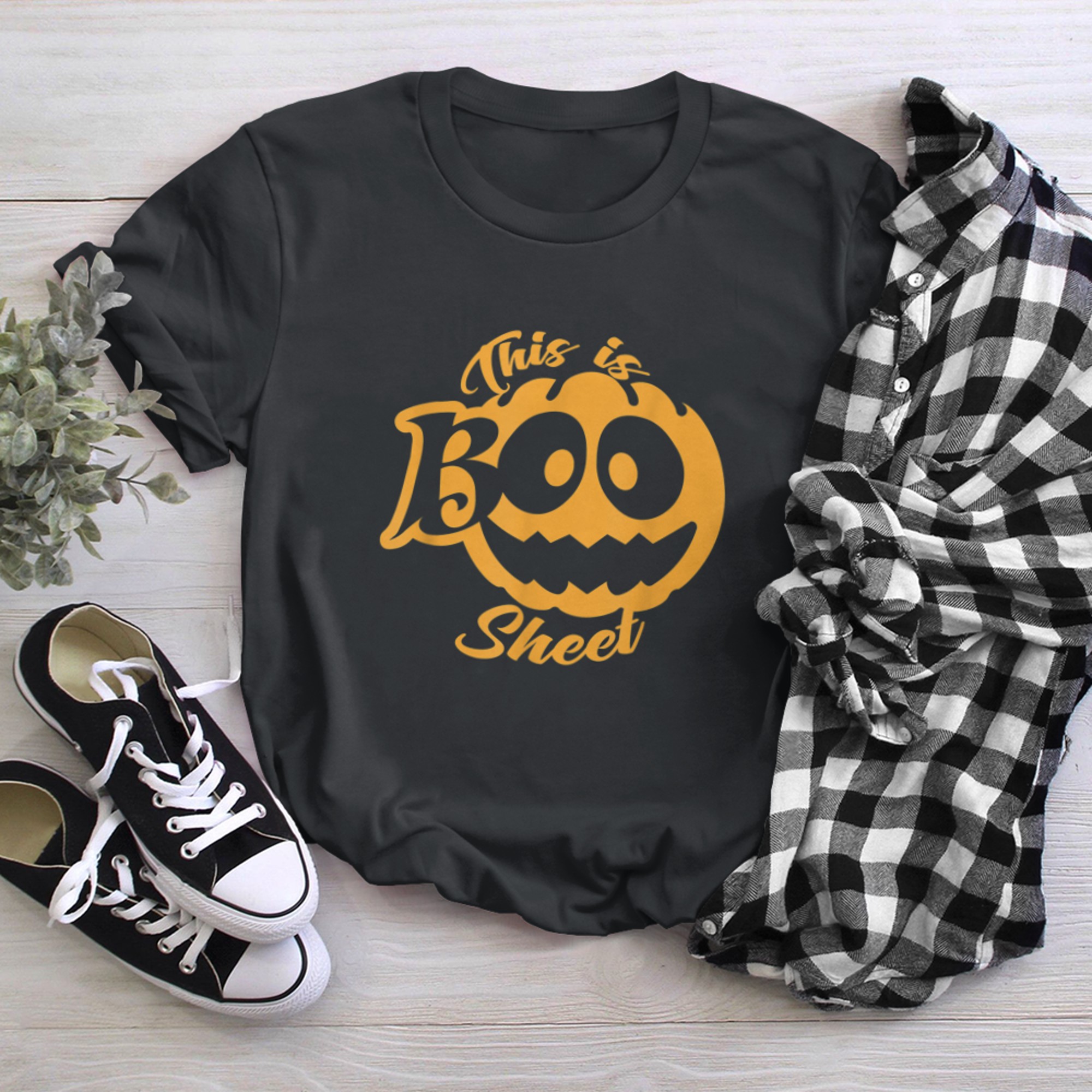 This Is Boo Sheet Ghost Pumpkin Halloween Costume Men Women t-shirt black