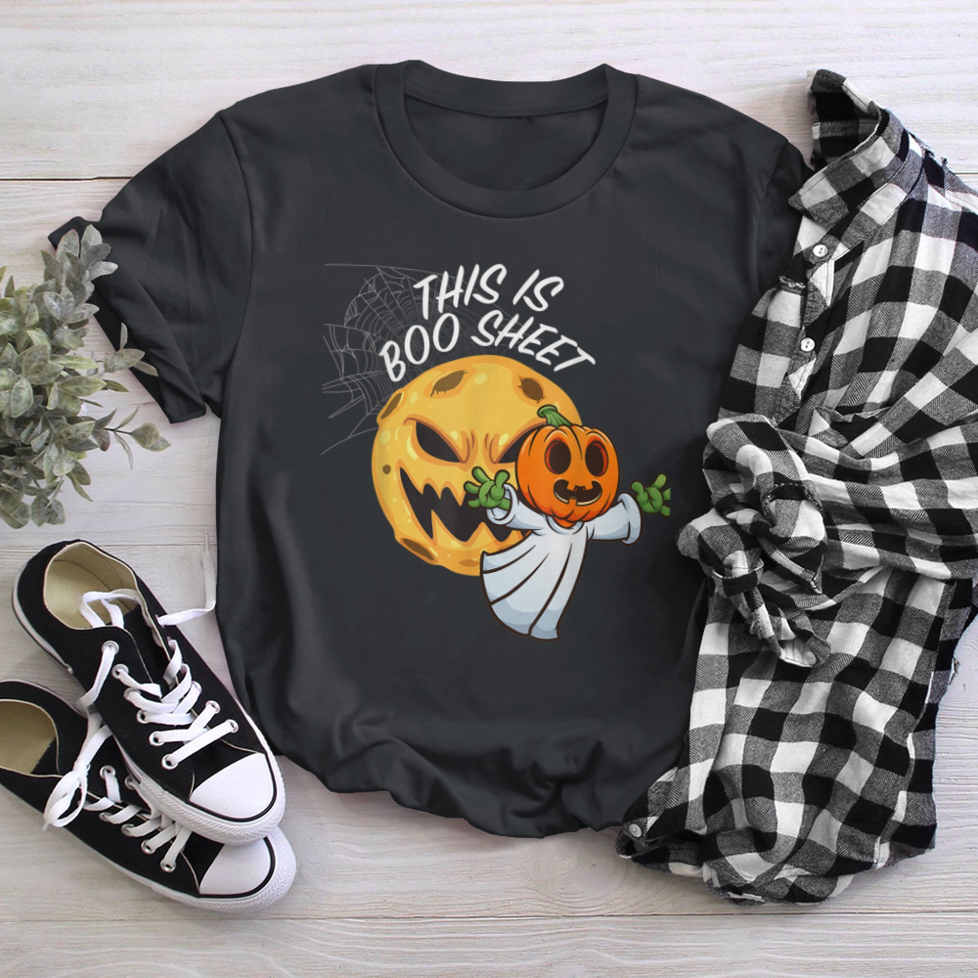 This Is Boo Sheet Ghost Retro Halloween Costume (16) t-shirt black