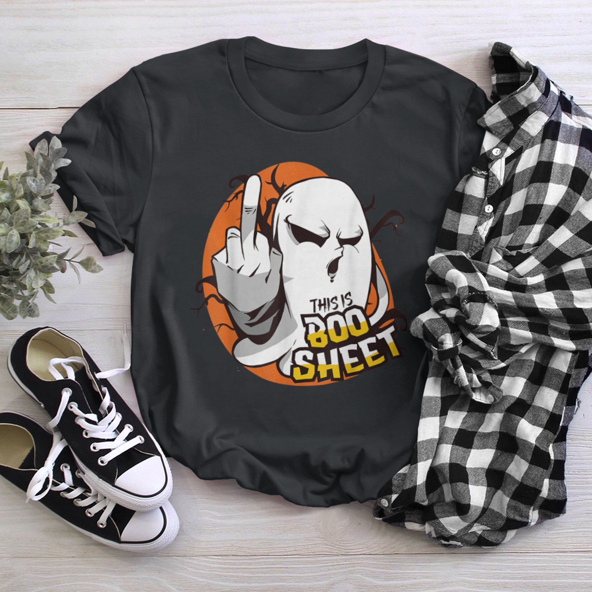 This Is Boo Sheet Ghost Retro Halloween Costume (17) t-shirt black