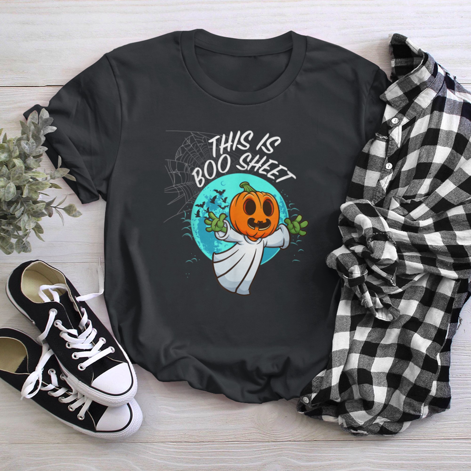 This Is Boo Sheet Ghost Retro Halloween Costume (20) t-shirt black