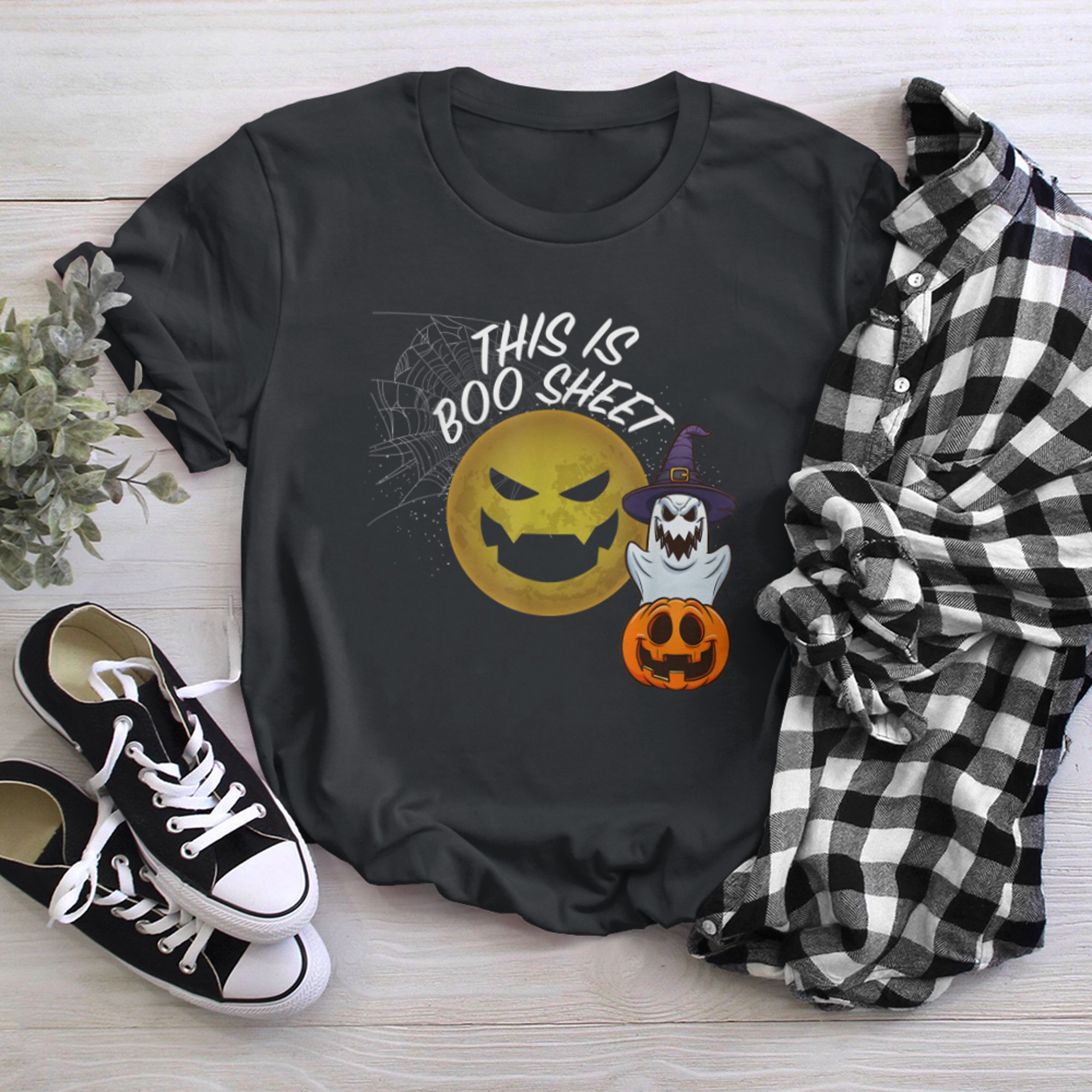 This Is Boo Sheet Ghost Retro Halloween Costume (21) t-shirt black