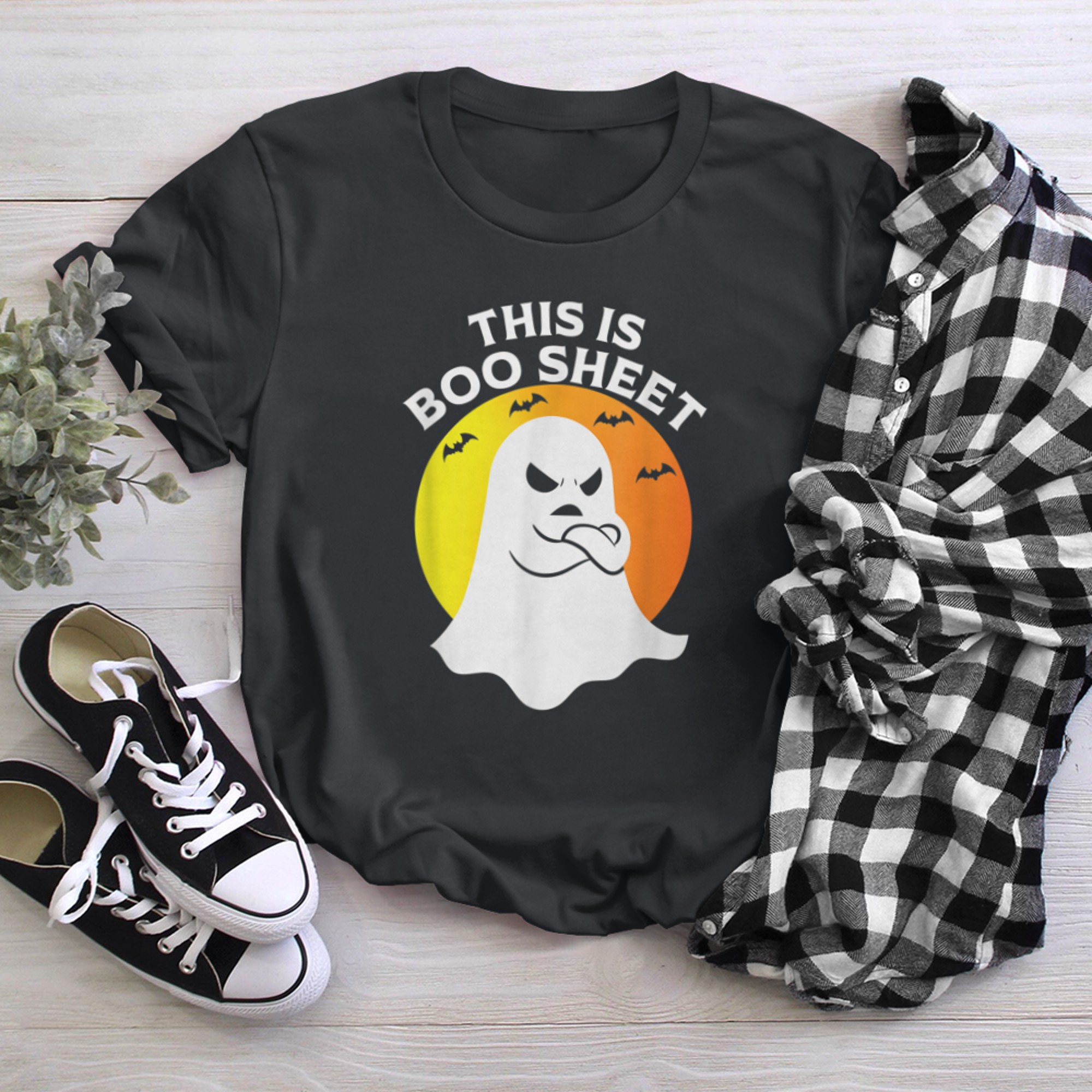 This Is Boo Sheet Ghost Retro Halloween Costume (22) t-shirt black