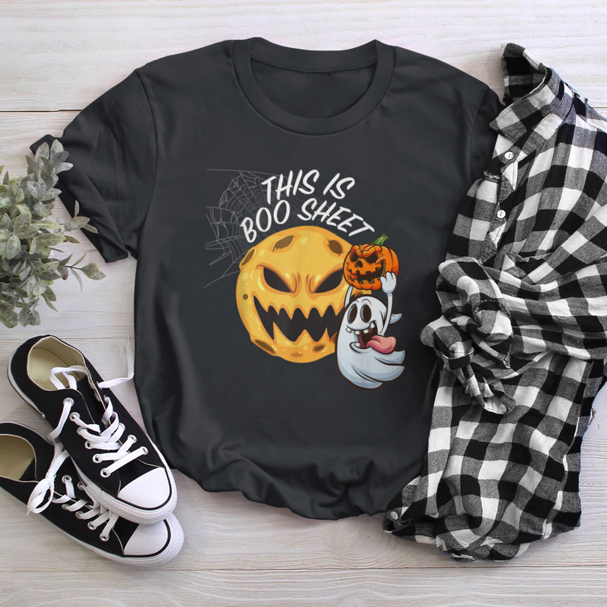 This Is Boo Sheet Ghost Retro Halloween Costume (25) t-shirt black