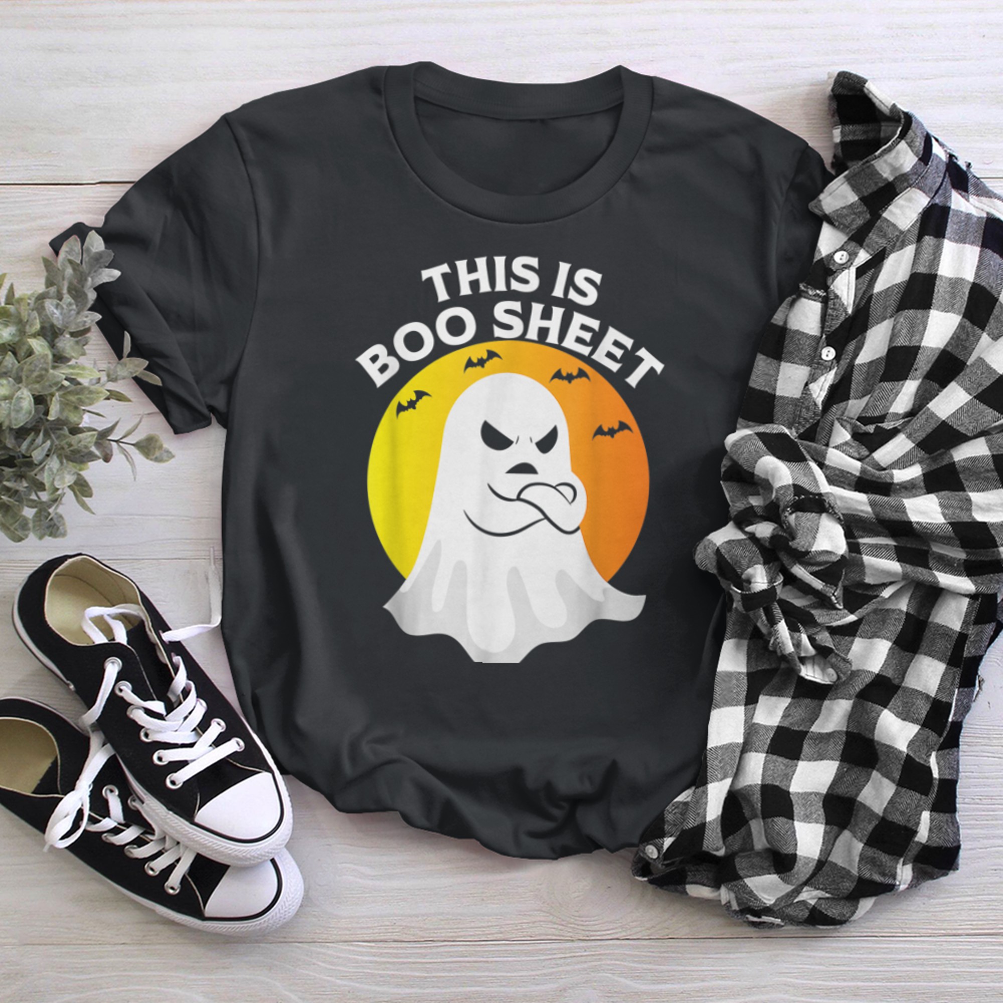 This Is Boo Sheet Ghost Retro Halloween Costume (26) t-shirt black