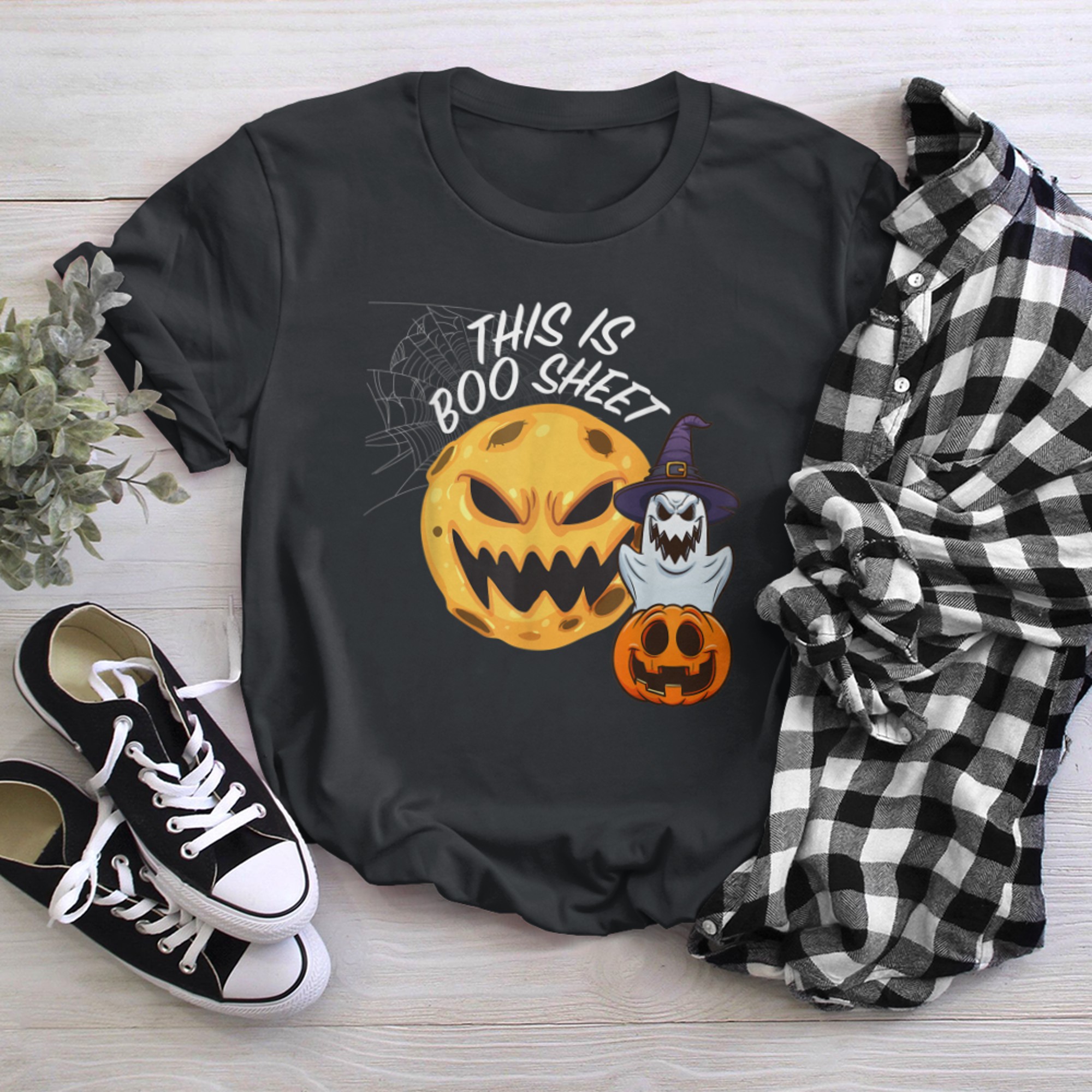 This Is Boo Sheet Ghost Retro Halloween Costume (9) t-shirt black