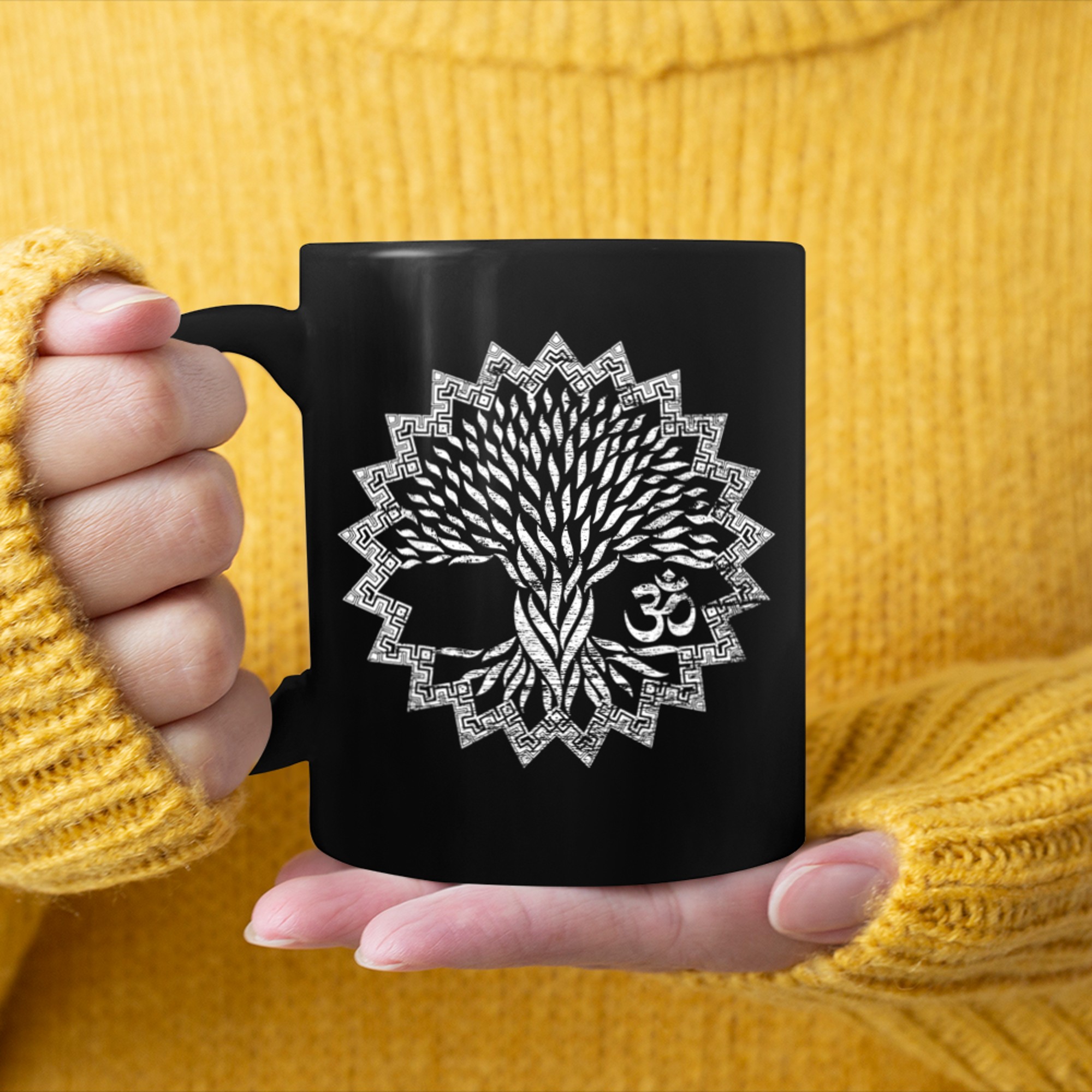 Tree Of Life Om Symbol Yoga Women mug black