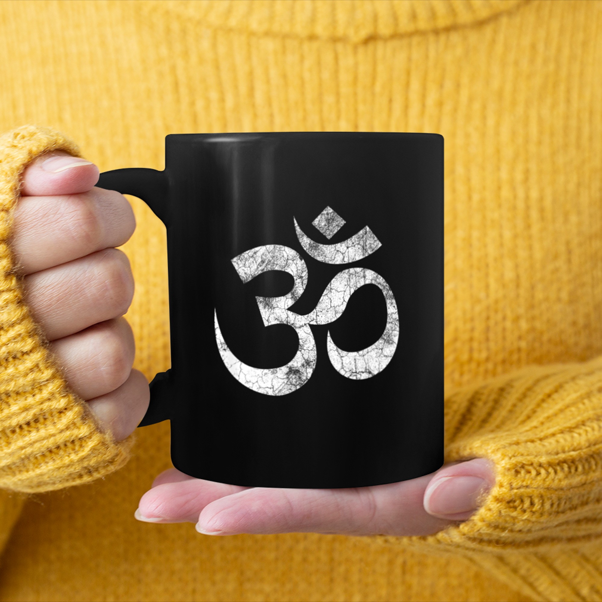 Vintage OM Symbol Yoga mug black