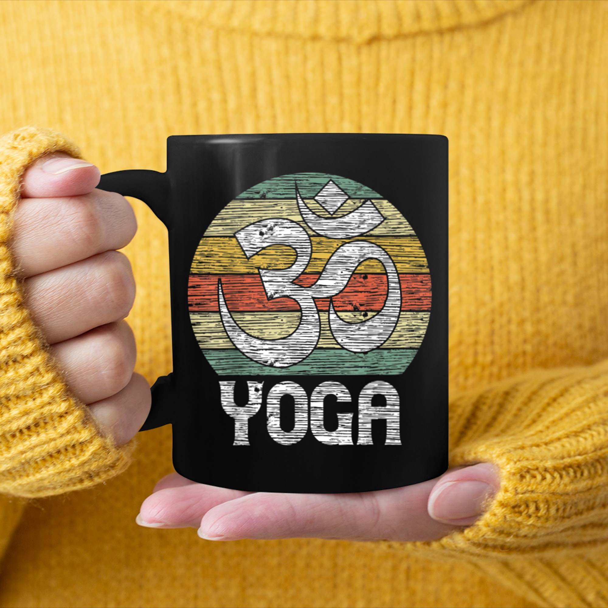 Vintage Om Yoga Symbol Meditation Yoga Lover mug black