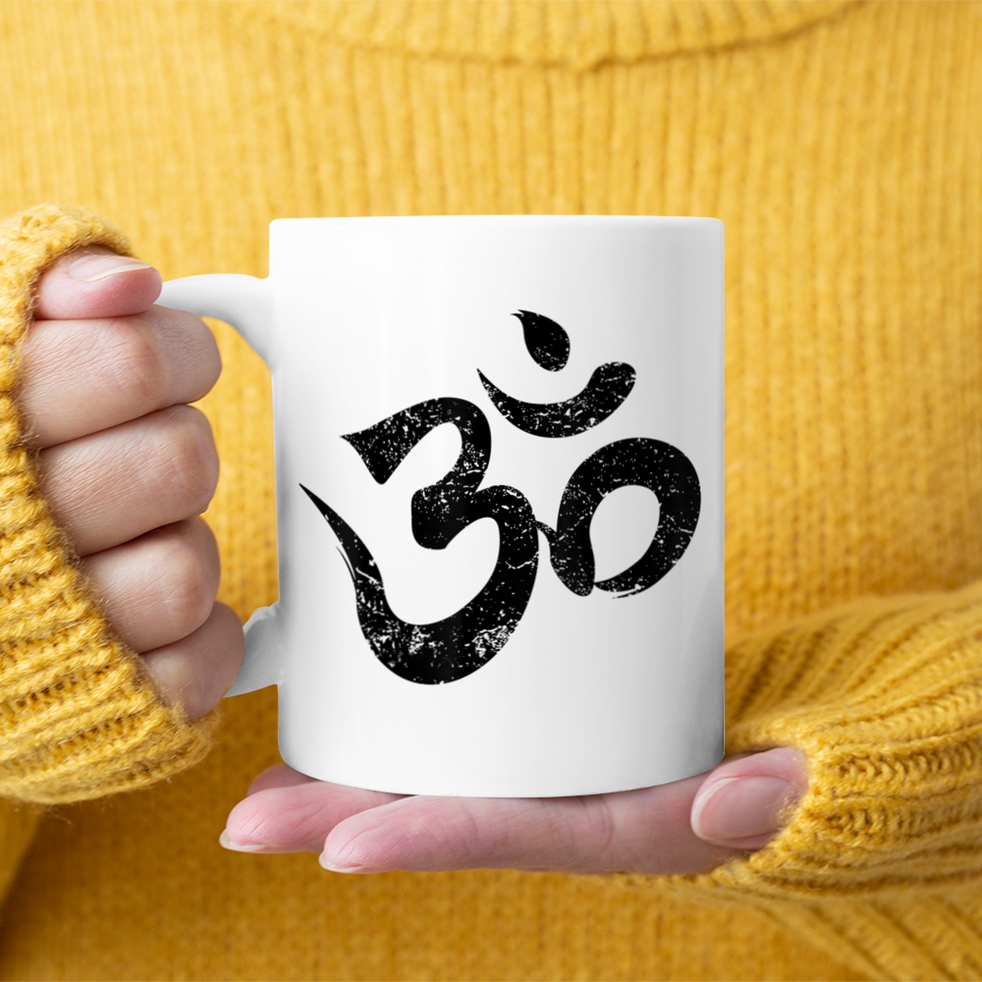 Vintage Retro Om Meditation Spiritual Indian Yoga Symbol Om mug white