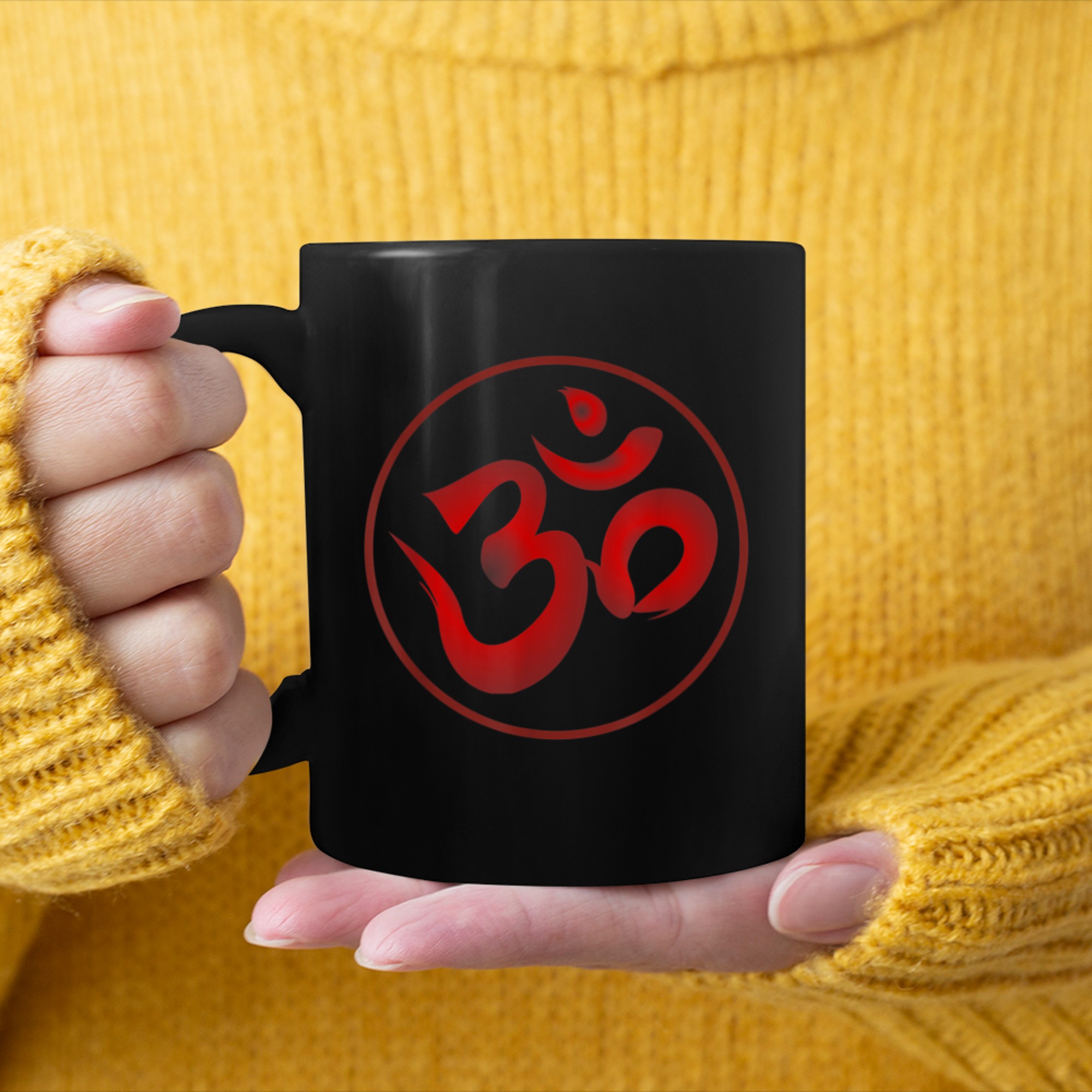 Yoga, Aum, Om, Ohm, India Symbol mug black