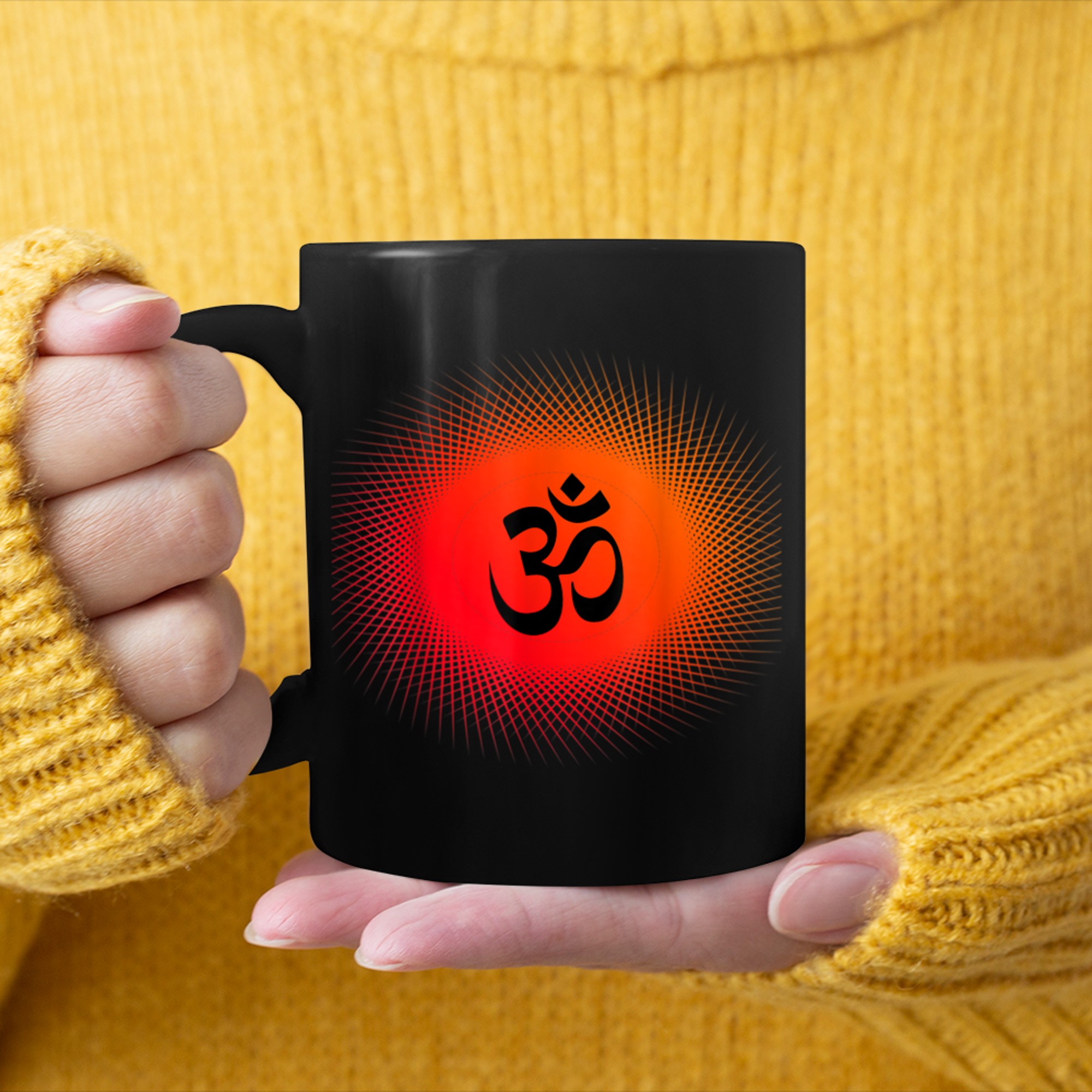 Yoga Meditation Symbol OM Tshirt mug black