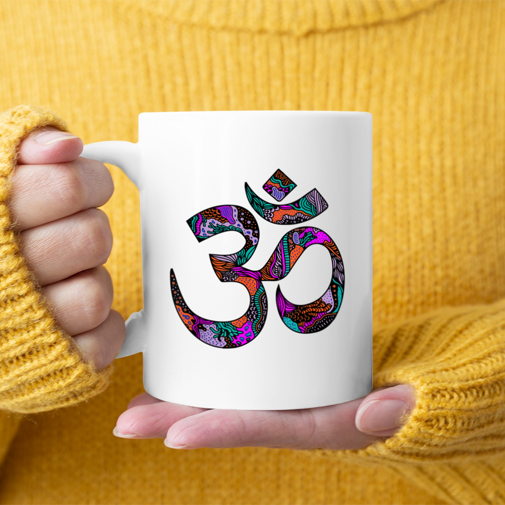 Yoga Om-Symbol Outfit Yogi Yoga-Teacher Men Woman Kids mug white