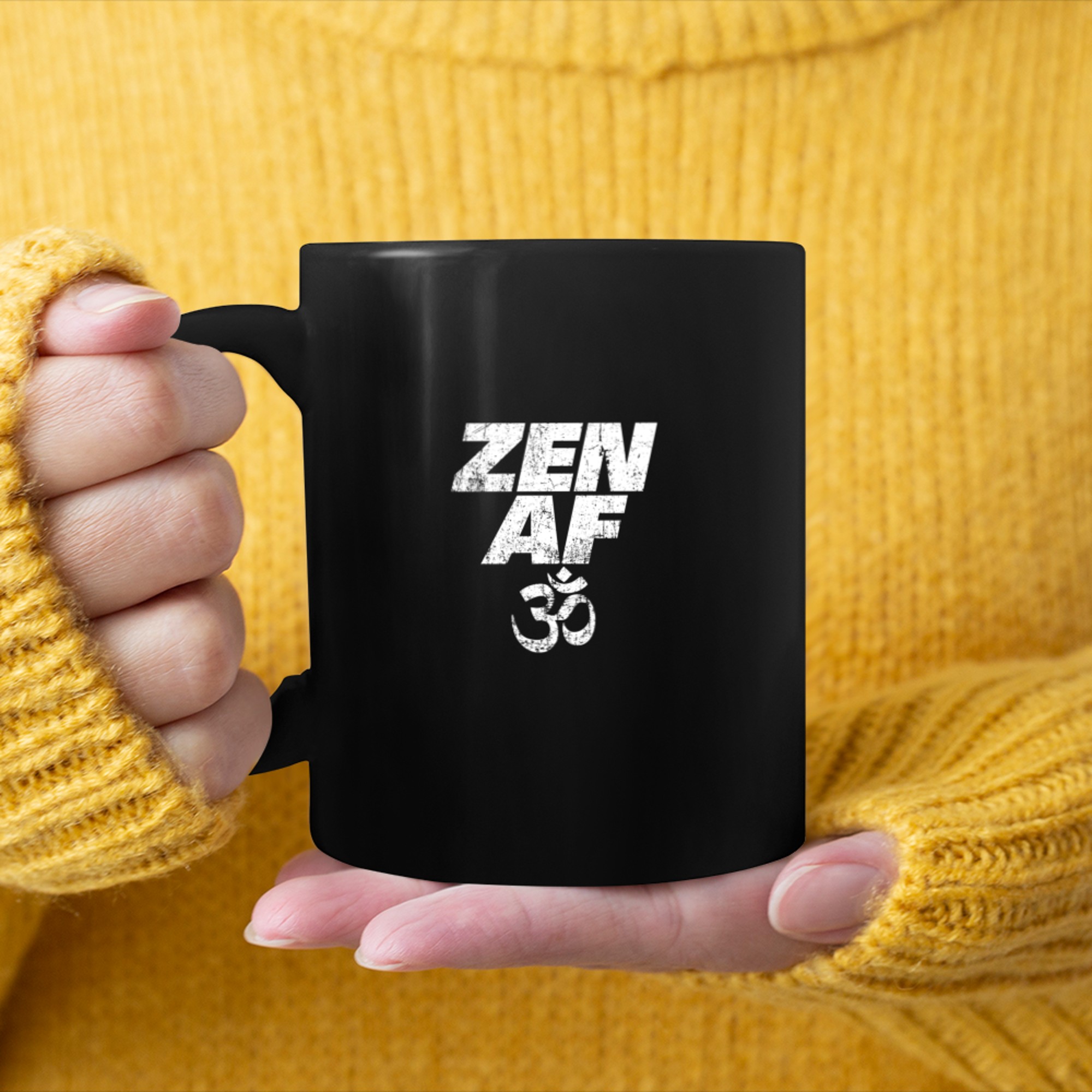 ZEN AF Om Symbol Vintage Meditation Yoga Distressed (1) mug black