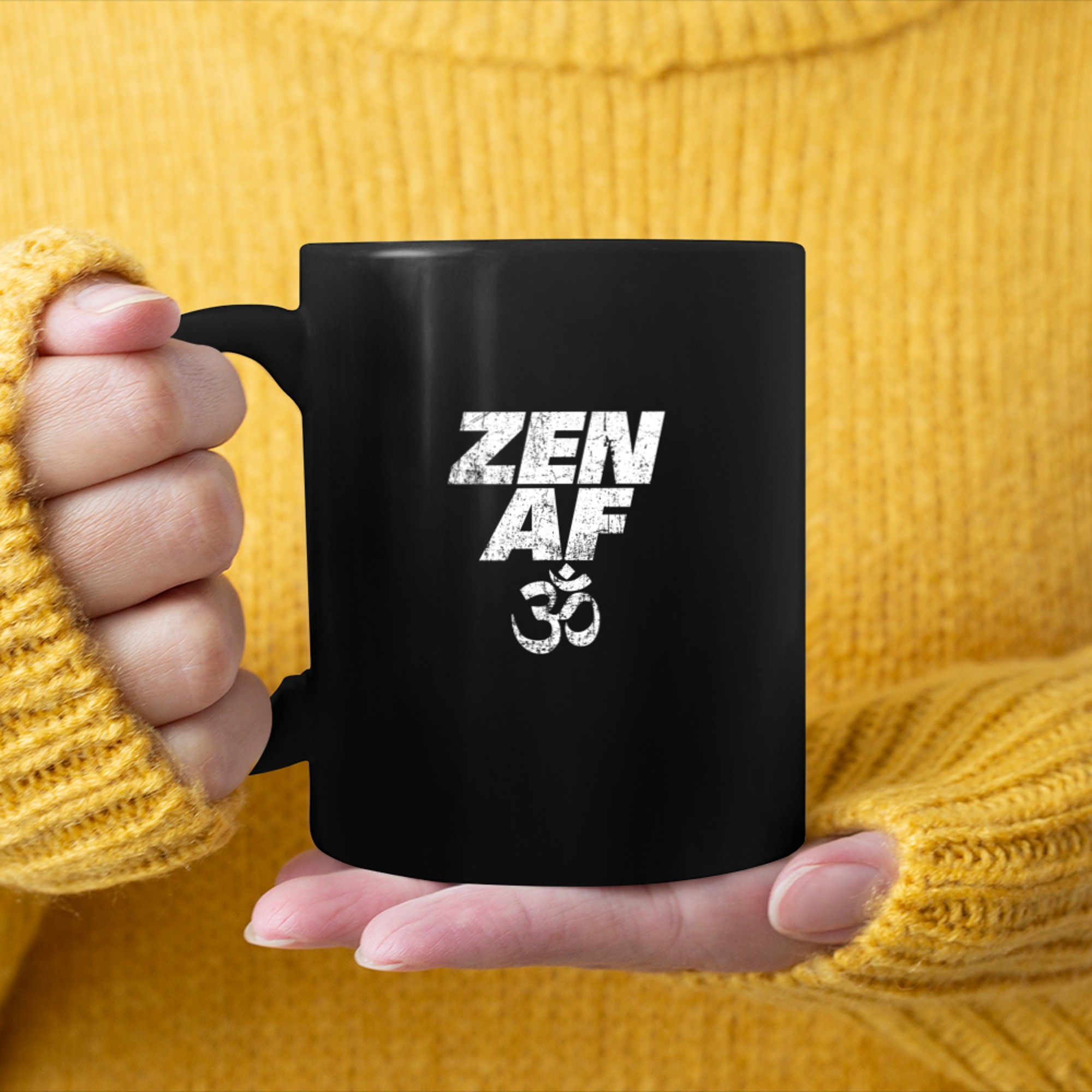 ZEN AF Om Symbol Vintage Meditation Yoga Distressed mug black