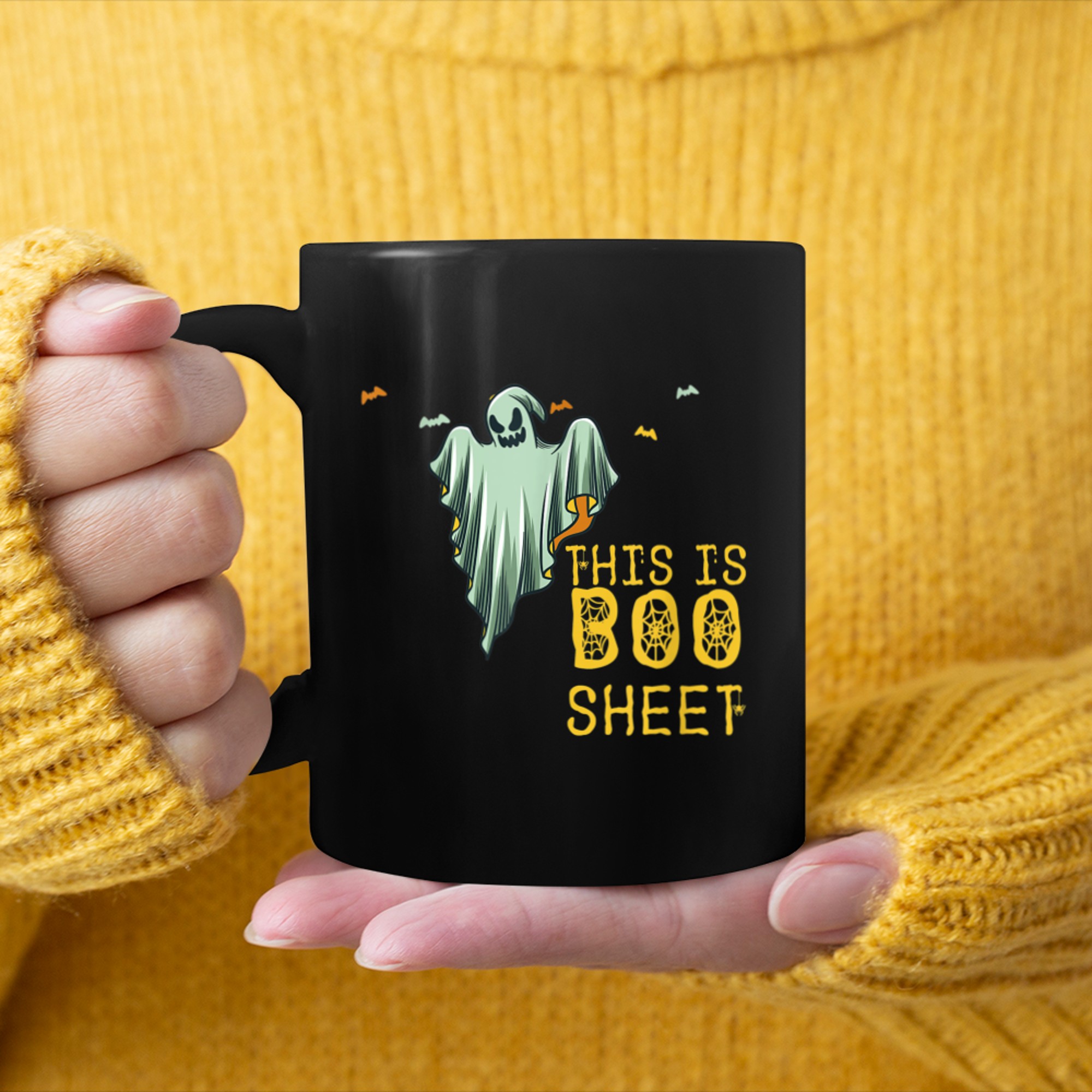 A funny Halloween Quote for this is boo sheet Grost retro mug black