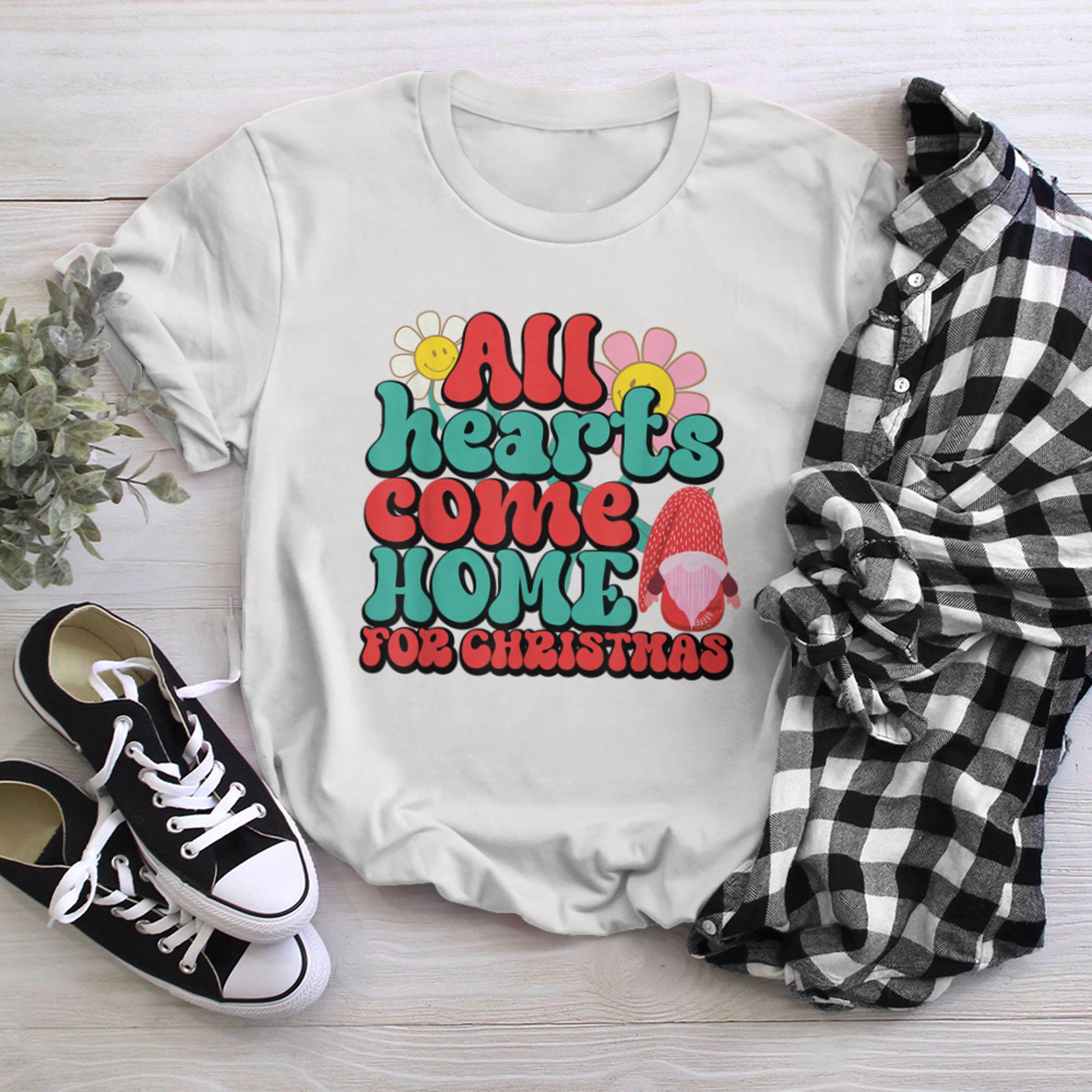 All Hearts Come Home For Christmas Gnome Couples Matching (1) t-shirt White