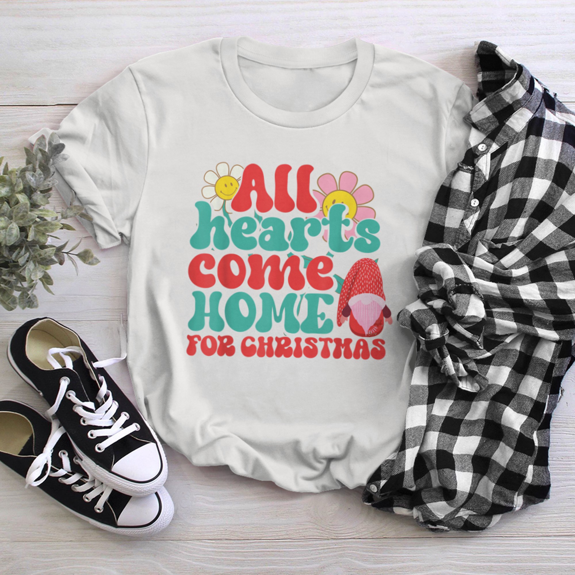 All Hearts Come Home For Christmas Gnome Couples Matching t-shirt White