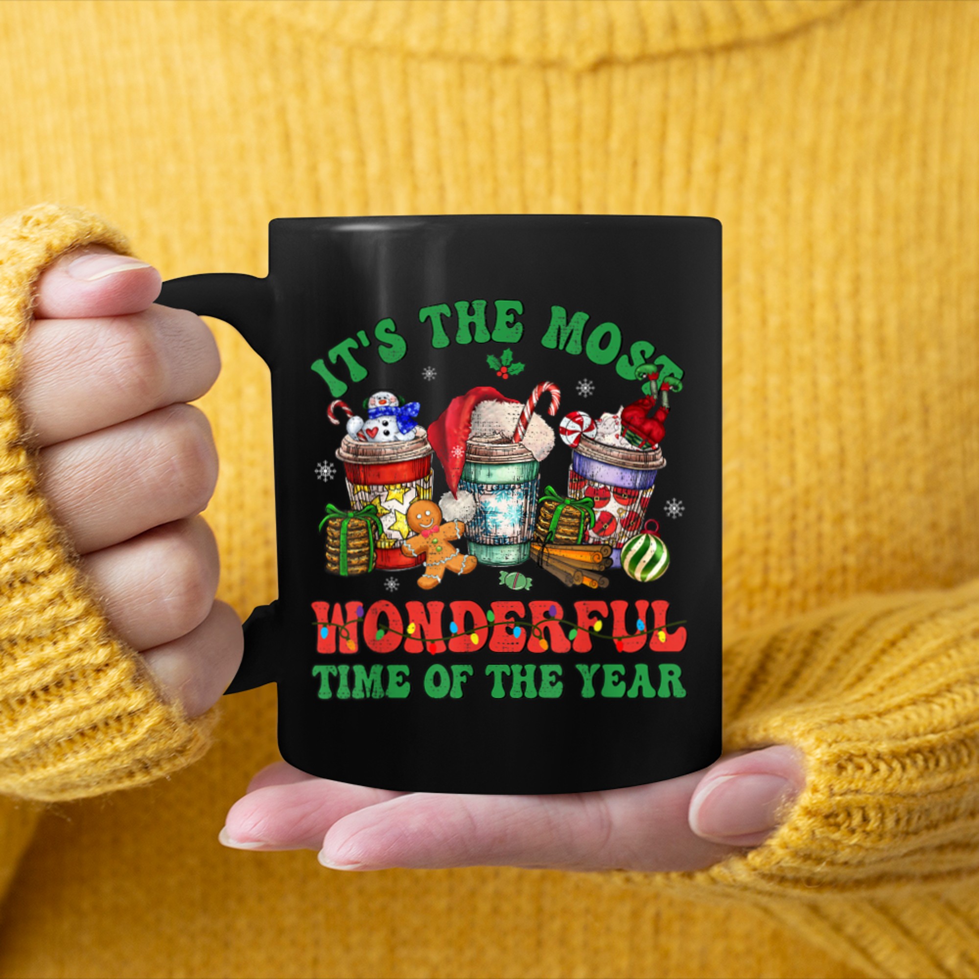 Christmas Coffee It's The Most Wonderful Time Of The Year (1) mug black