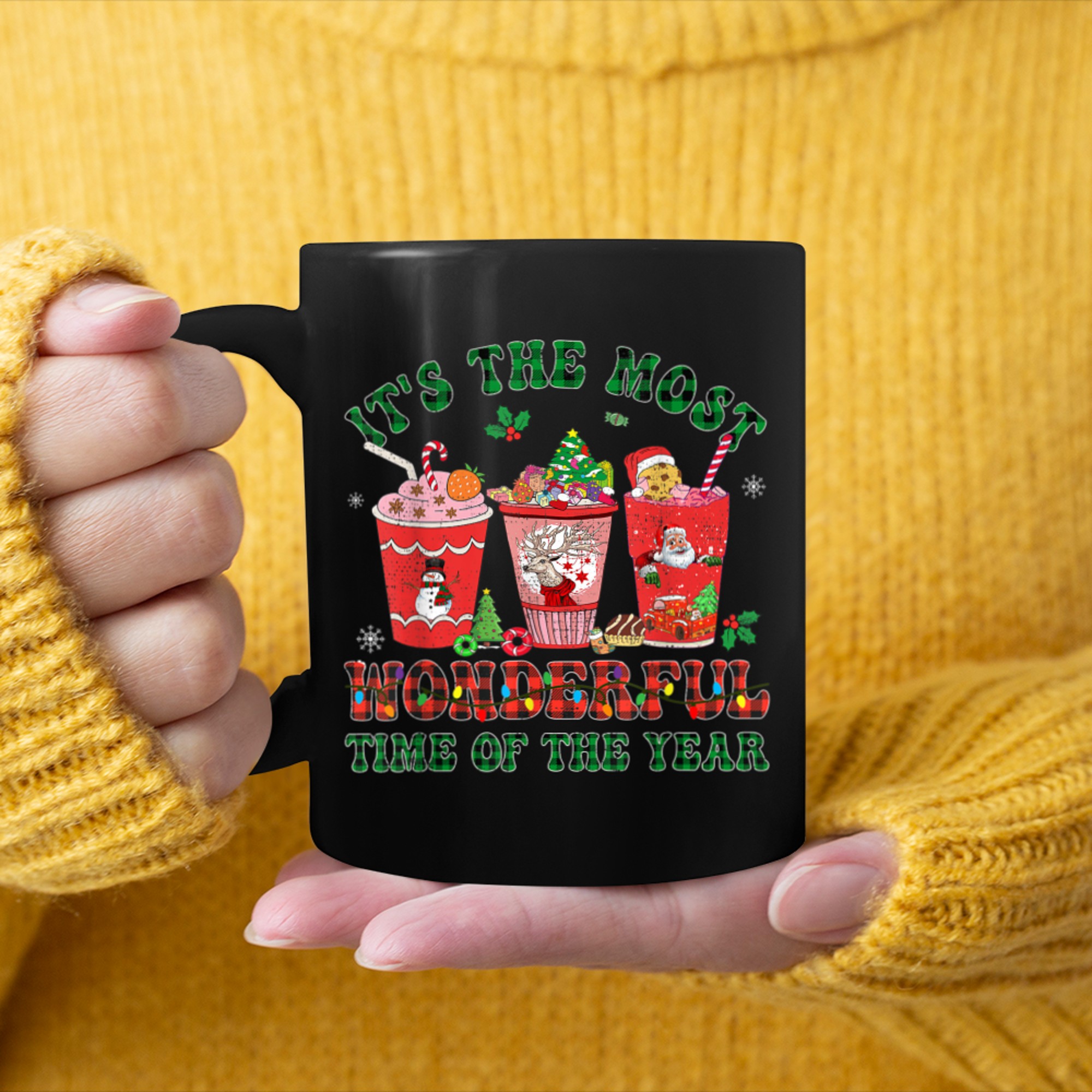 Christmas Coffee It's The Most Wonderful Time Of The Year (11) mug black