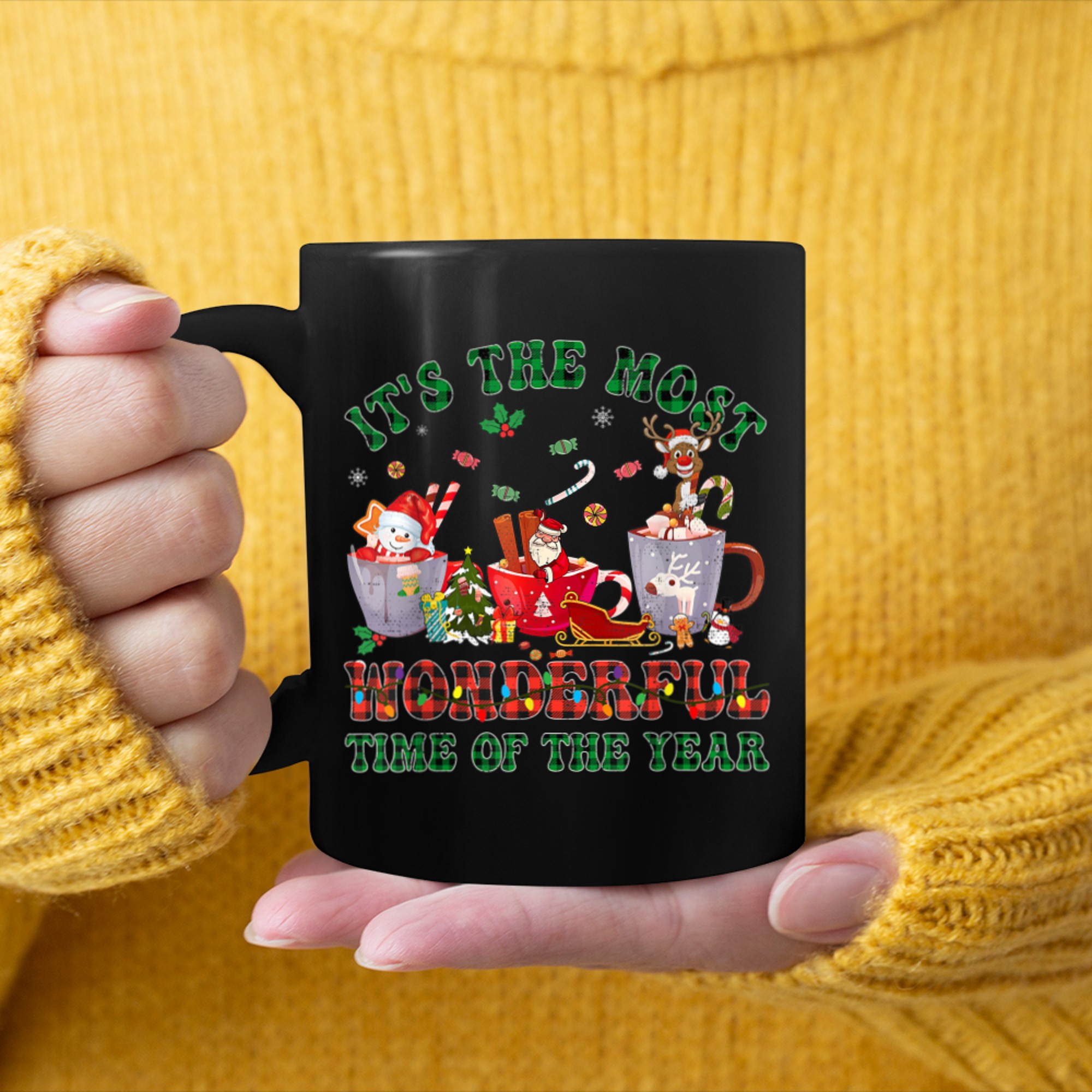 Christmas Coffee It's The Most Wonderful Time Of The Year (2) mug black