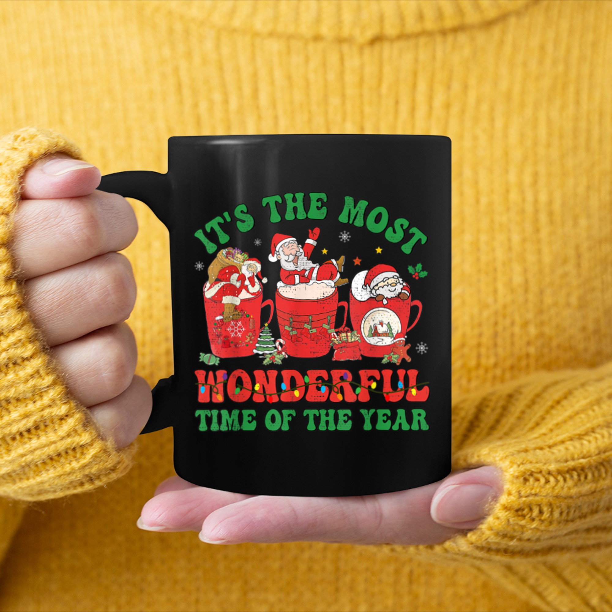 Christmas Coffee It's The Most Wonderful Time Of The Year (3) mug black