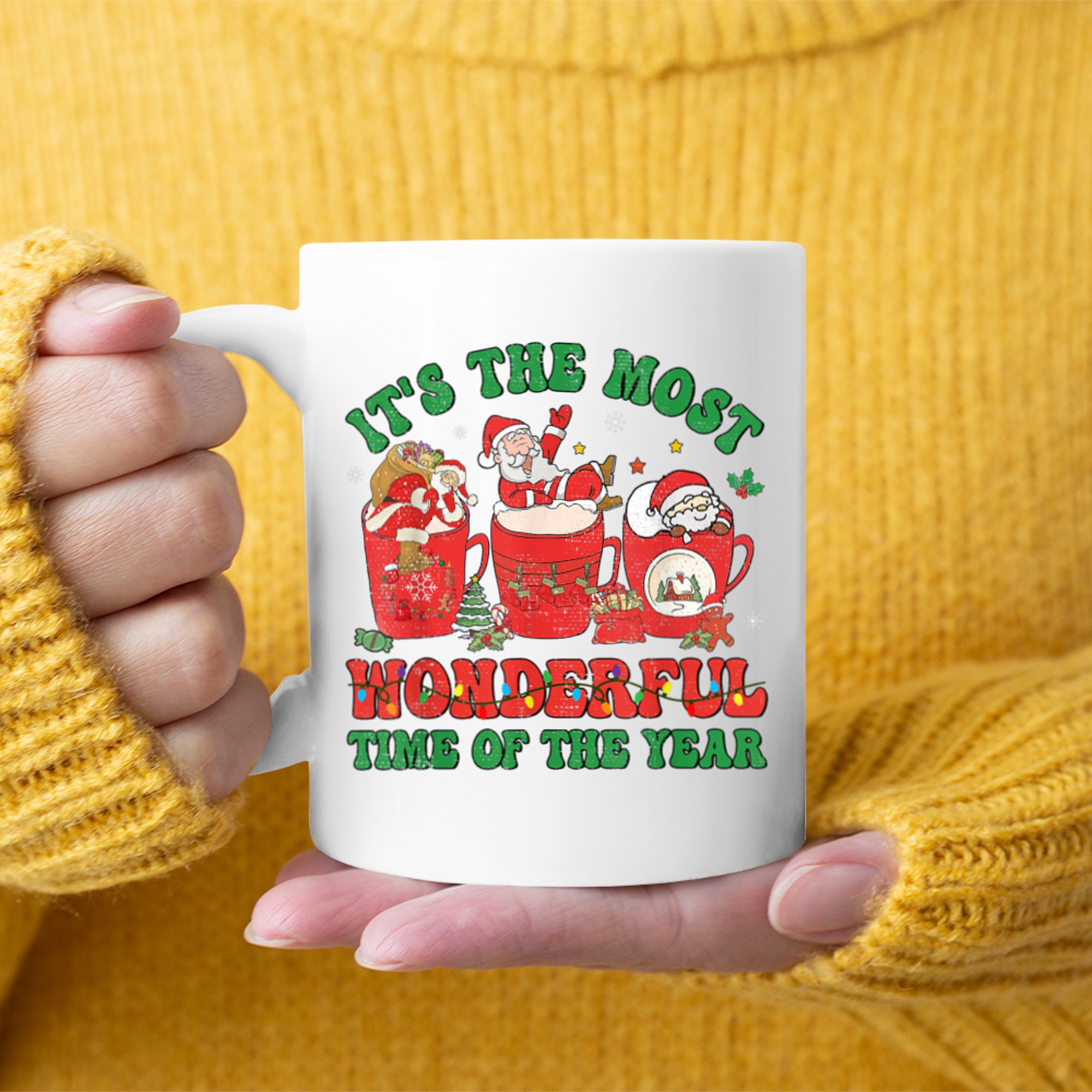 Christmas Coffee It's The Most Wonderful Time Of The Year (3) mug white