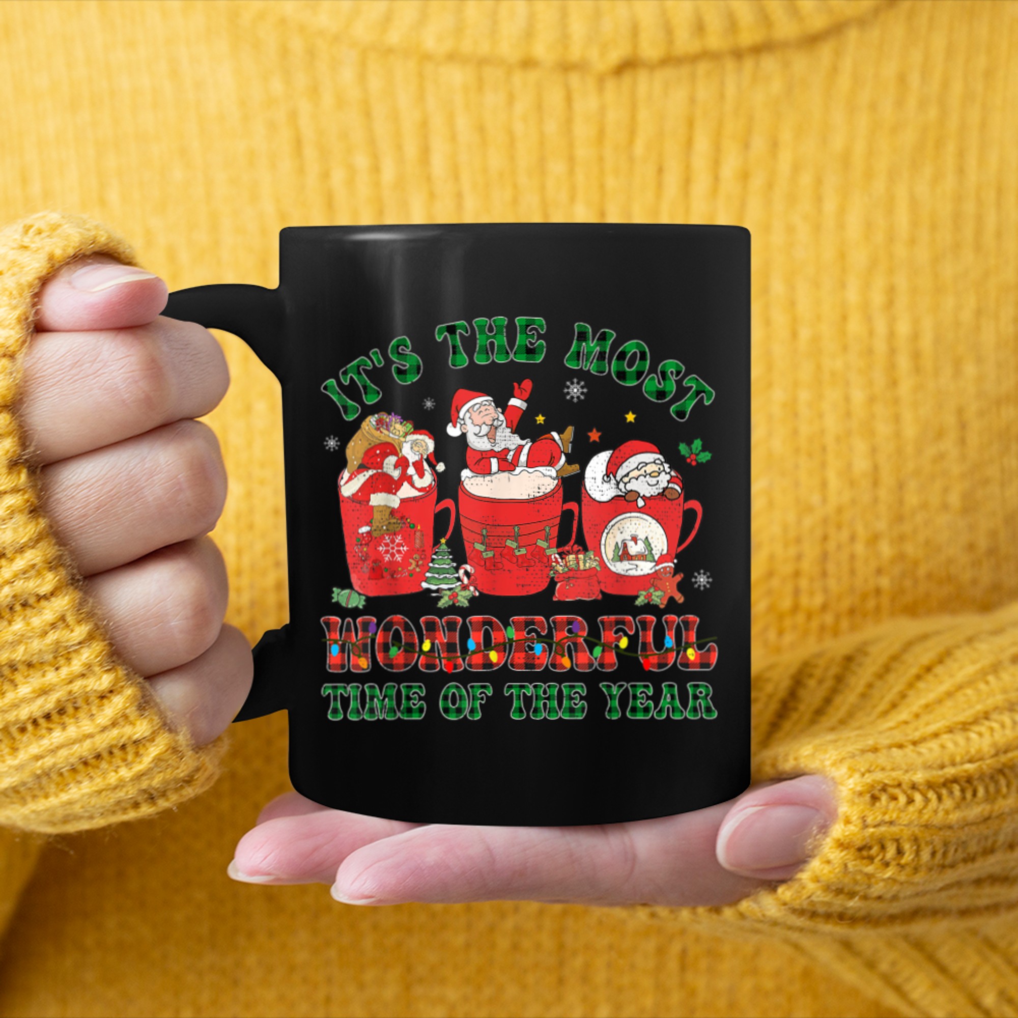 Christmas Coffee It's The Most Wonderful Time Of The Year (8) mug black