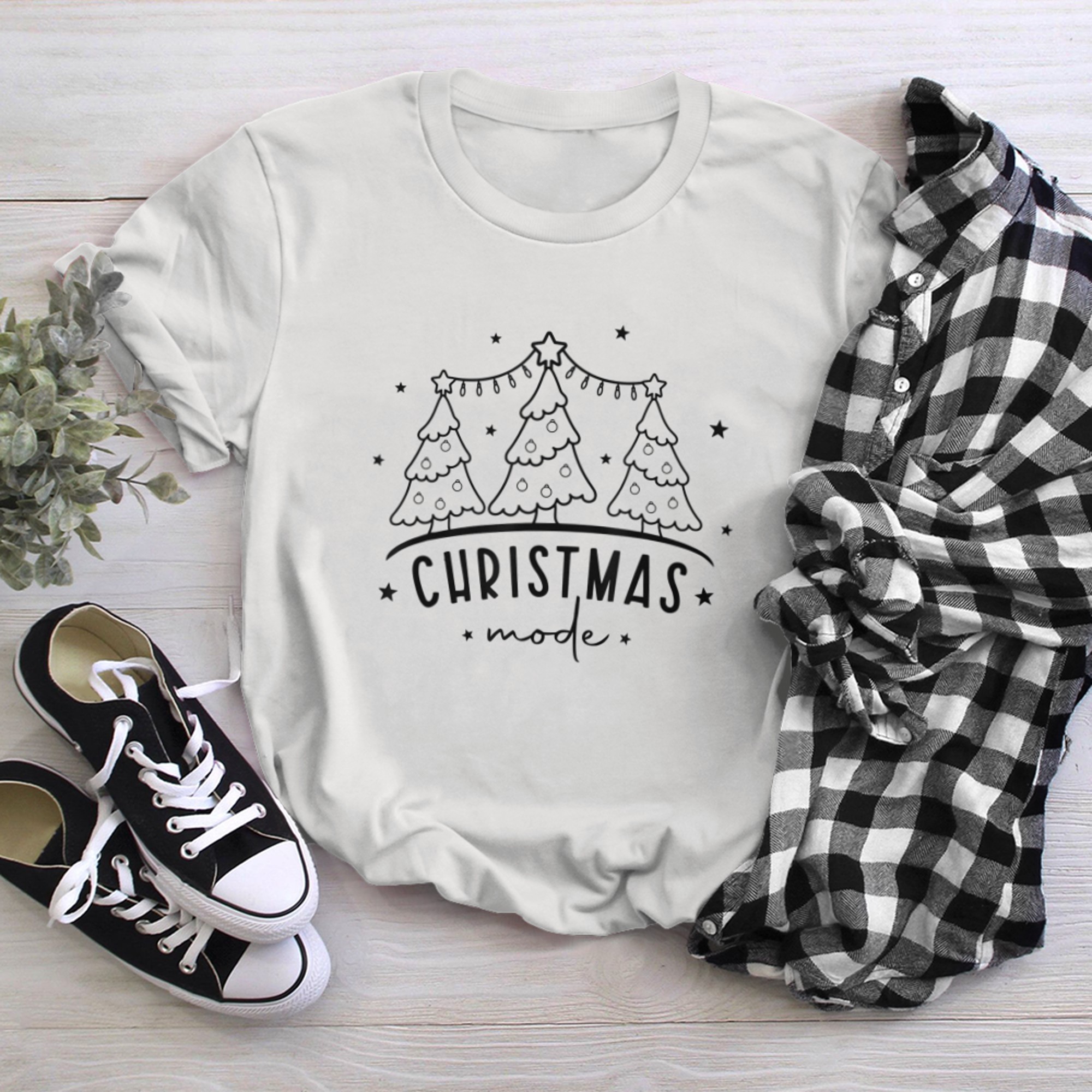 Christmas Mode Cute Christmas Tree Matching Family Christmas t-shirt white