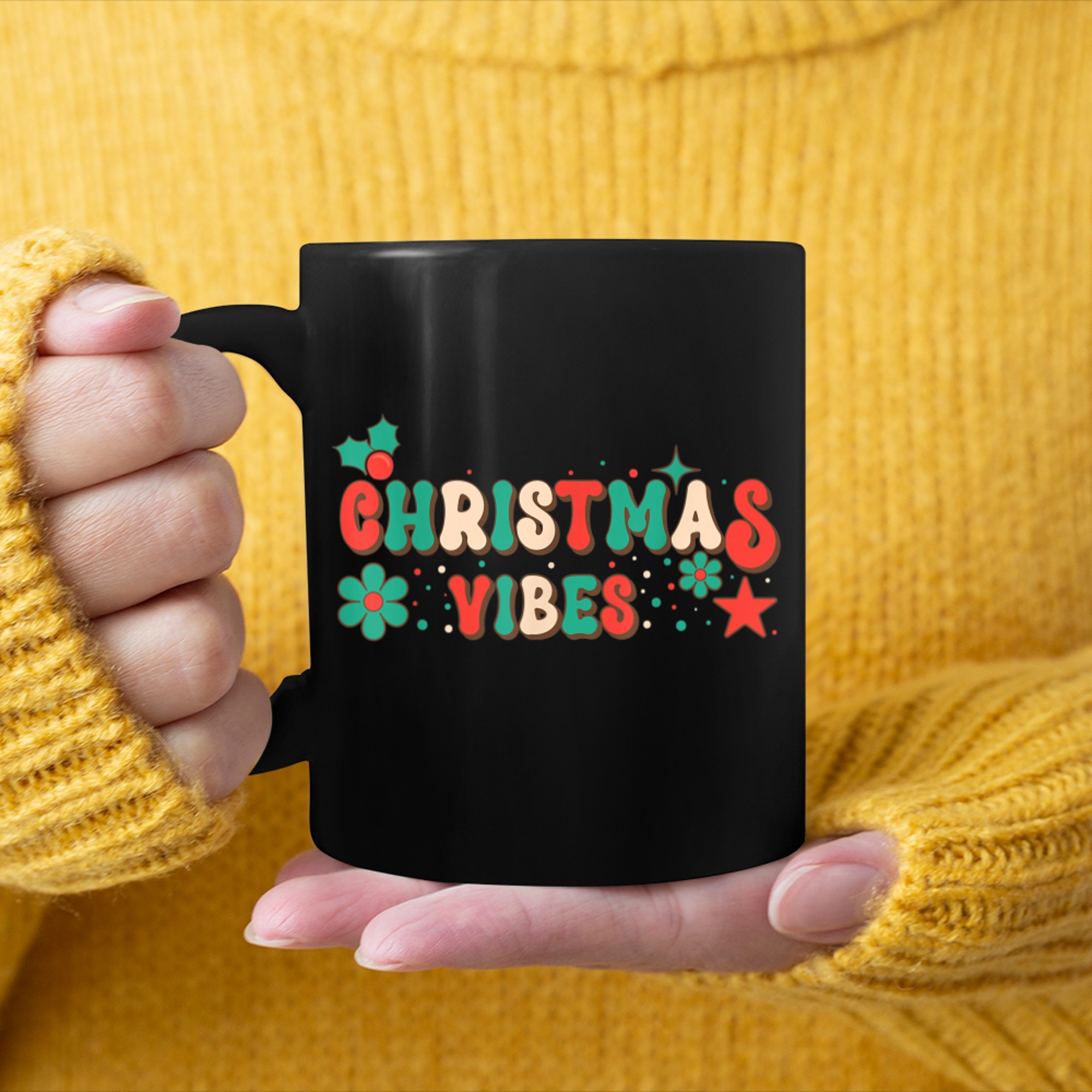 Christmas Vibes Family Matching Merry Christmas Holiday (1) mug black