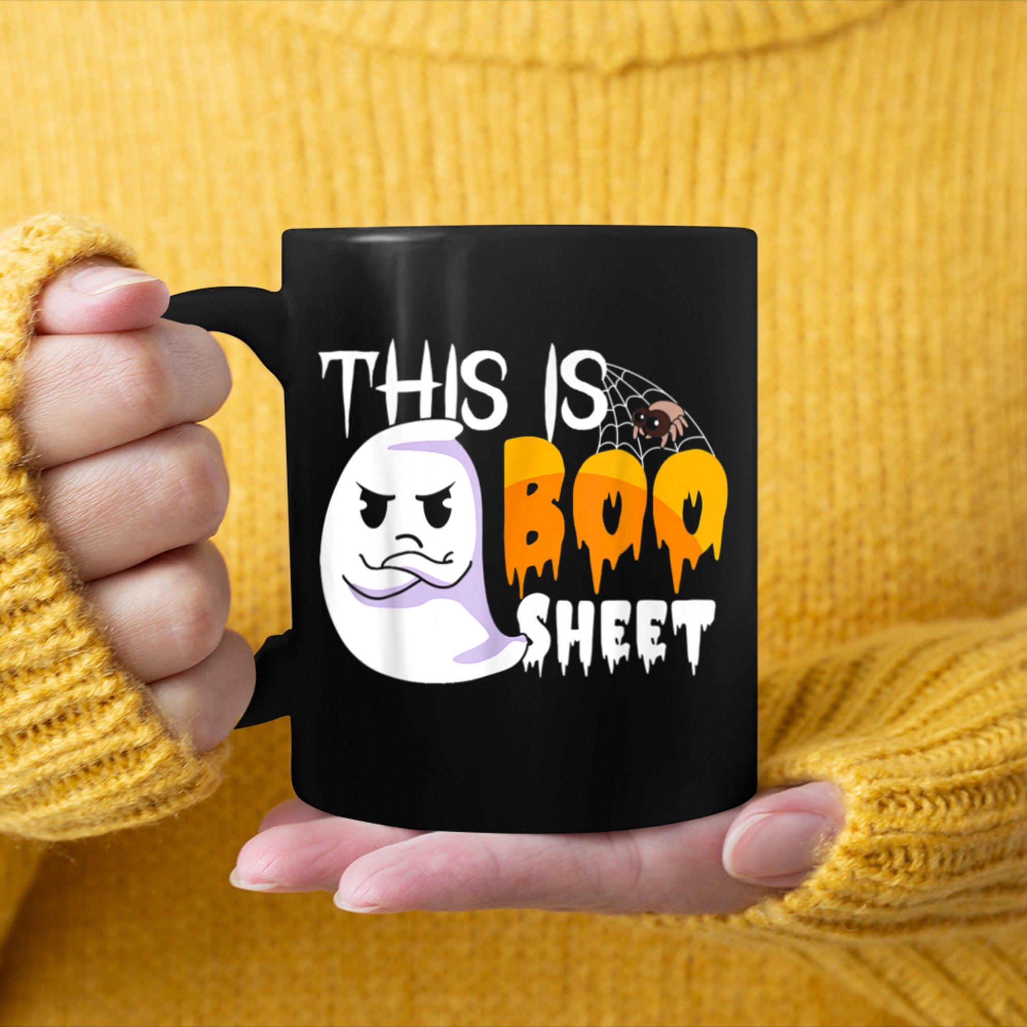 Cute This Is Boo Sheet Funny Halloween Lover Ghost Party (2) mug black