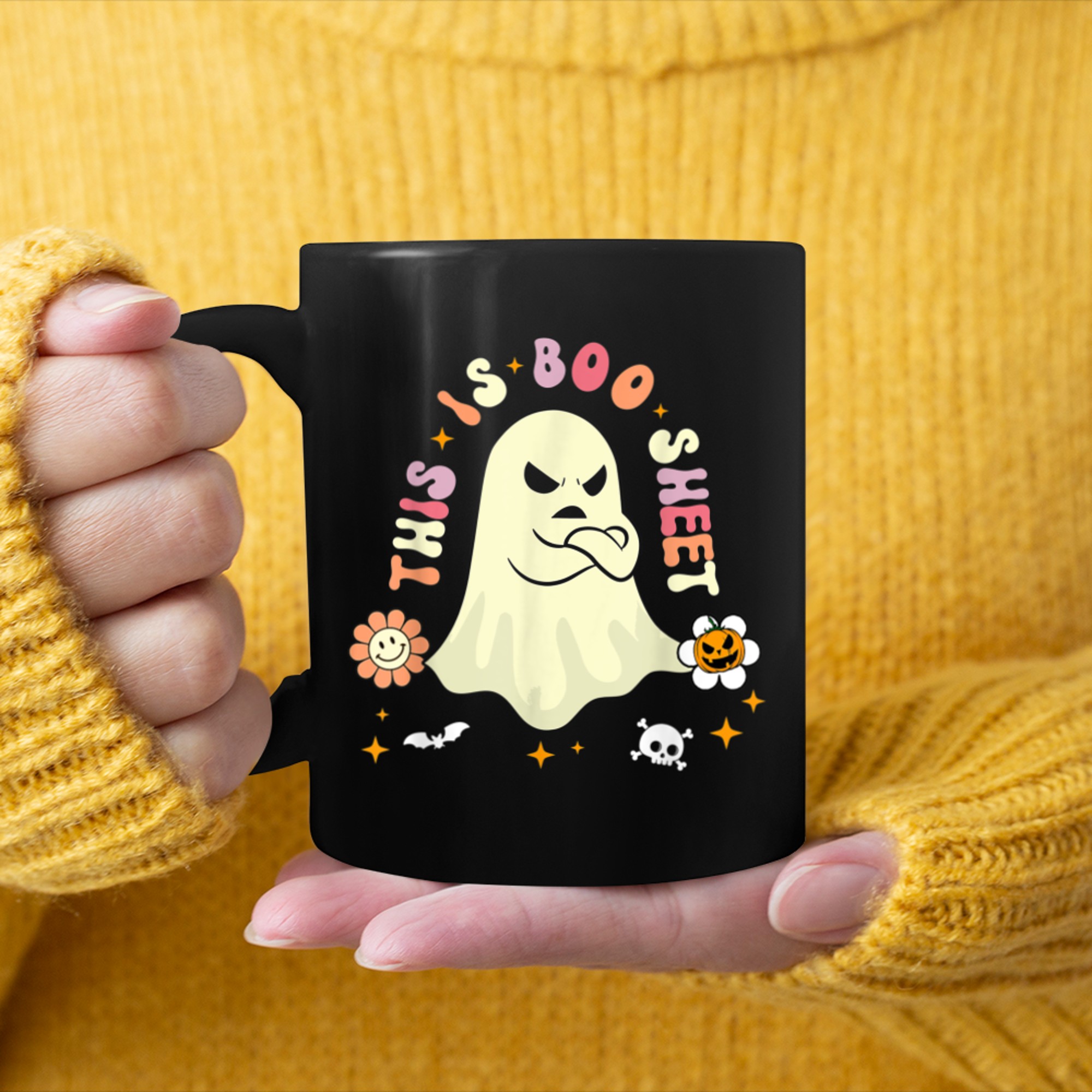 Funny Halloween Shirts for Women Costume - This is Boo Sheet mug black