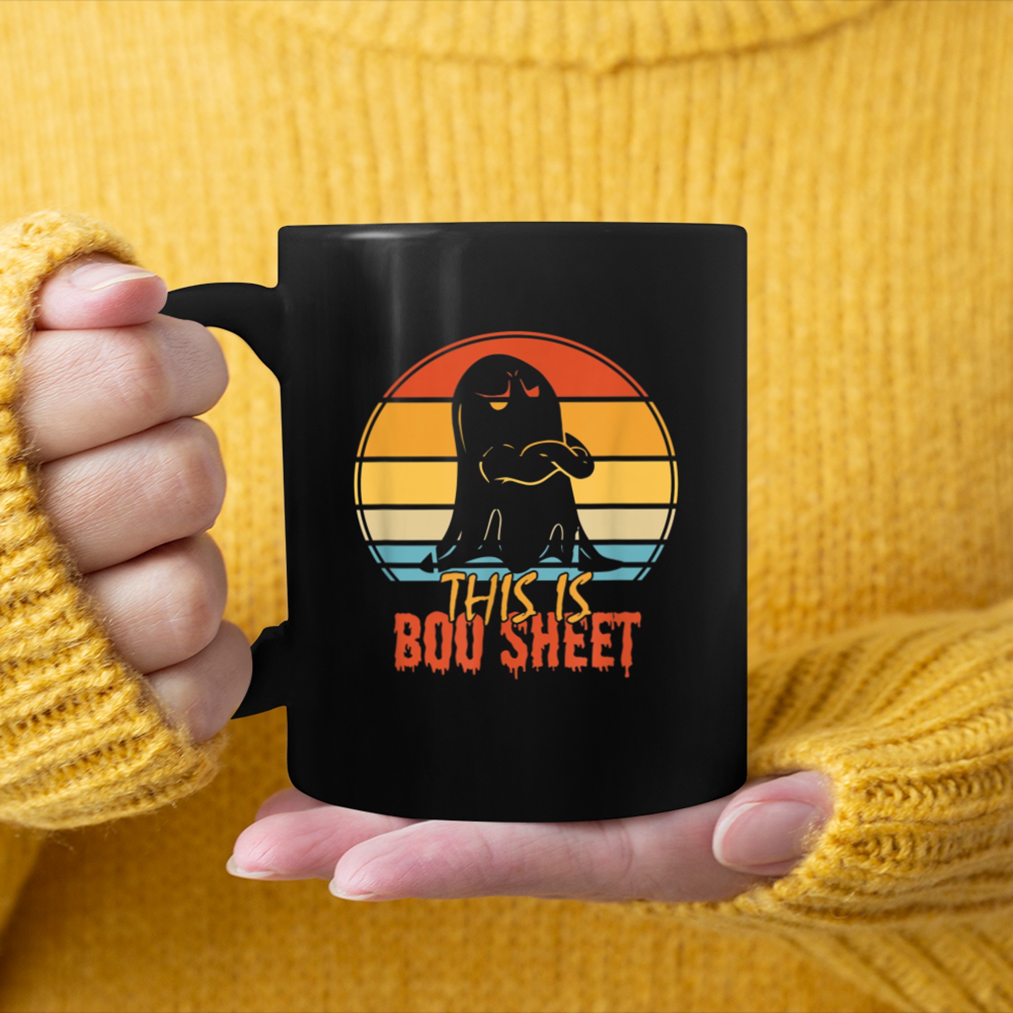 Halloween Boo Sheet Mens Womens This is Boo Sheet Funny mug black