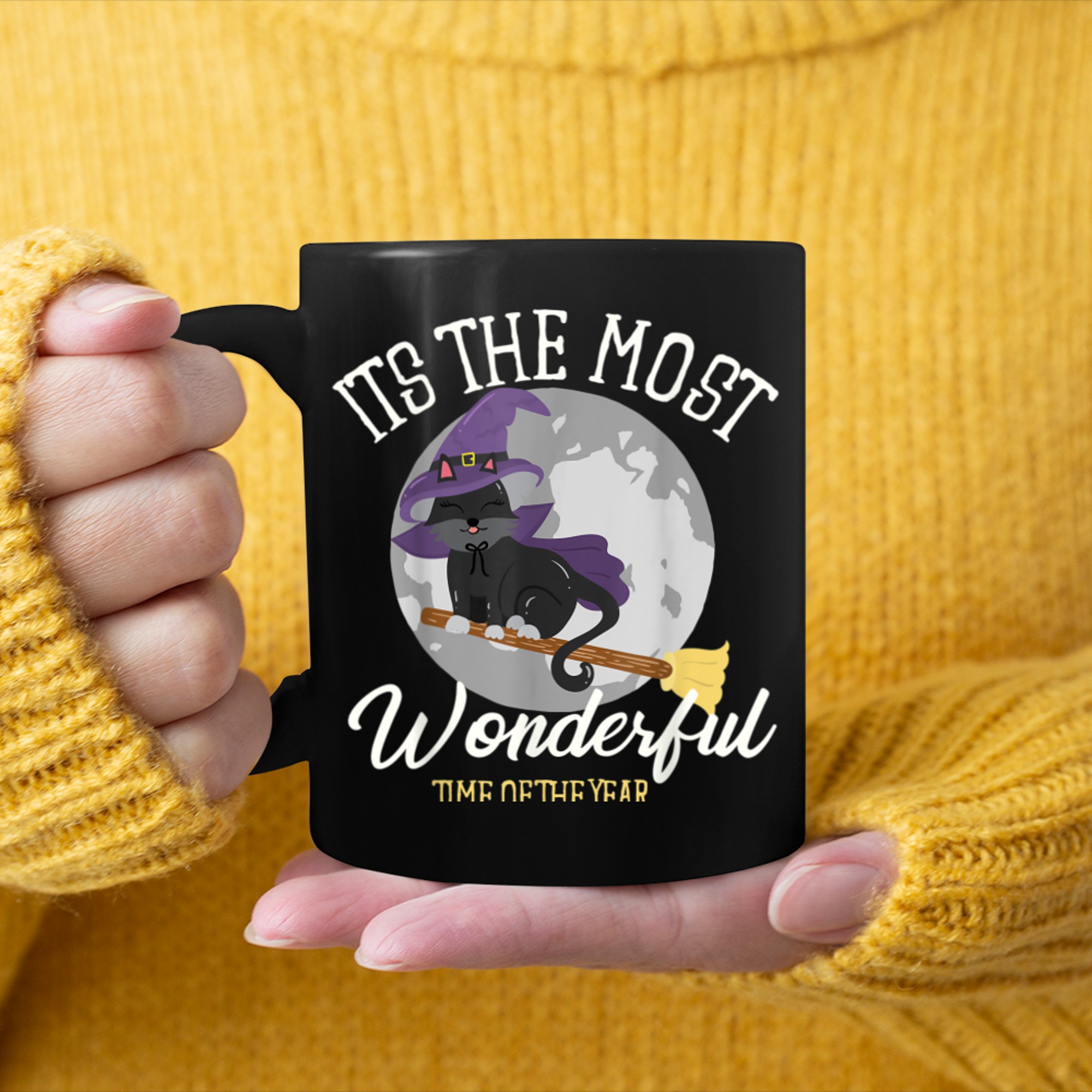 Halloween It's The Most Wonderful Time Of The Year Cute Cat (1) mug black