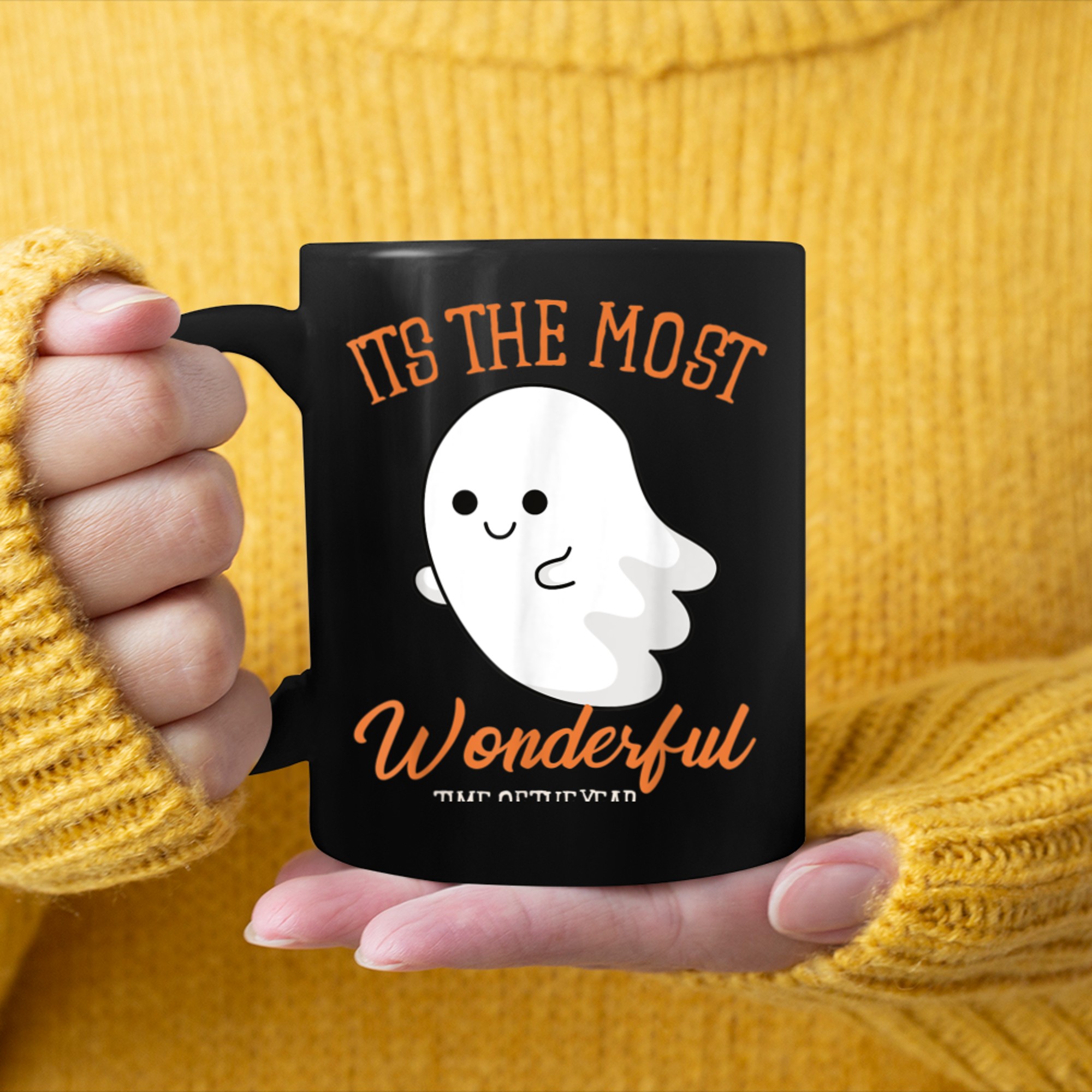 Halloween It's The Most Wonderful Time Of The Year Ghost mug black