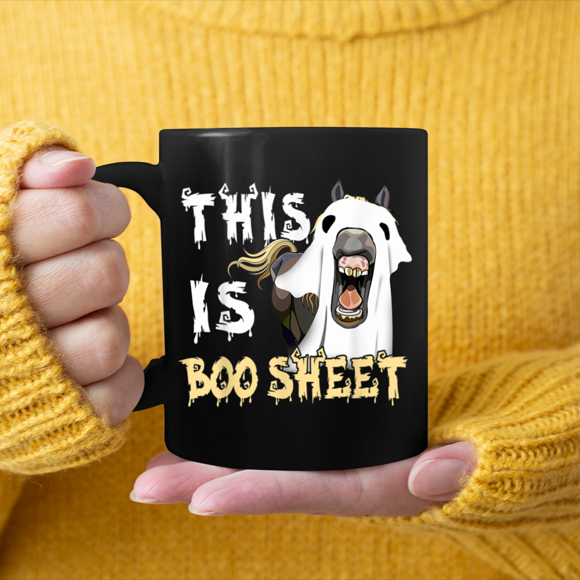 Horse This Is Boo Sheet - Funny Halloween Horse Equestrian mug black