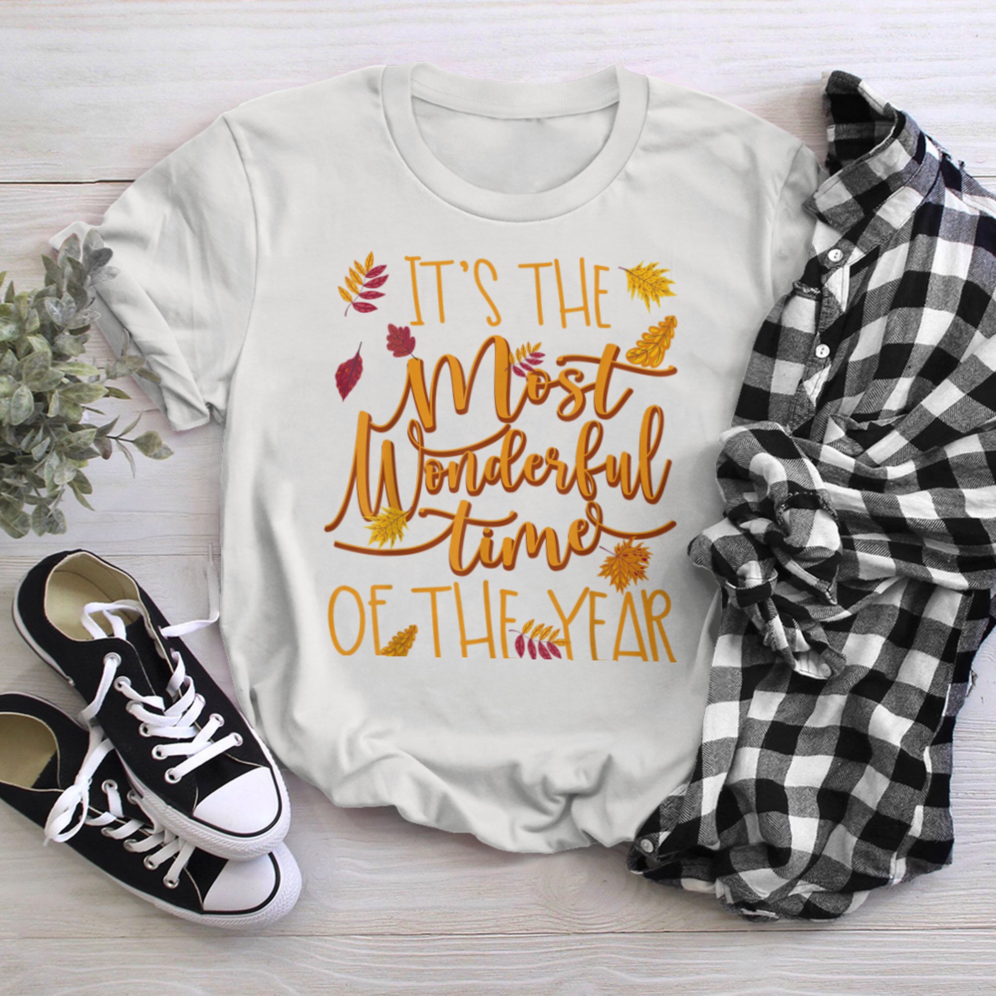 It' The Most Wonderful Autumn Time Of The Year Fall Leaves t-shirt White