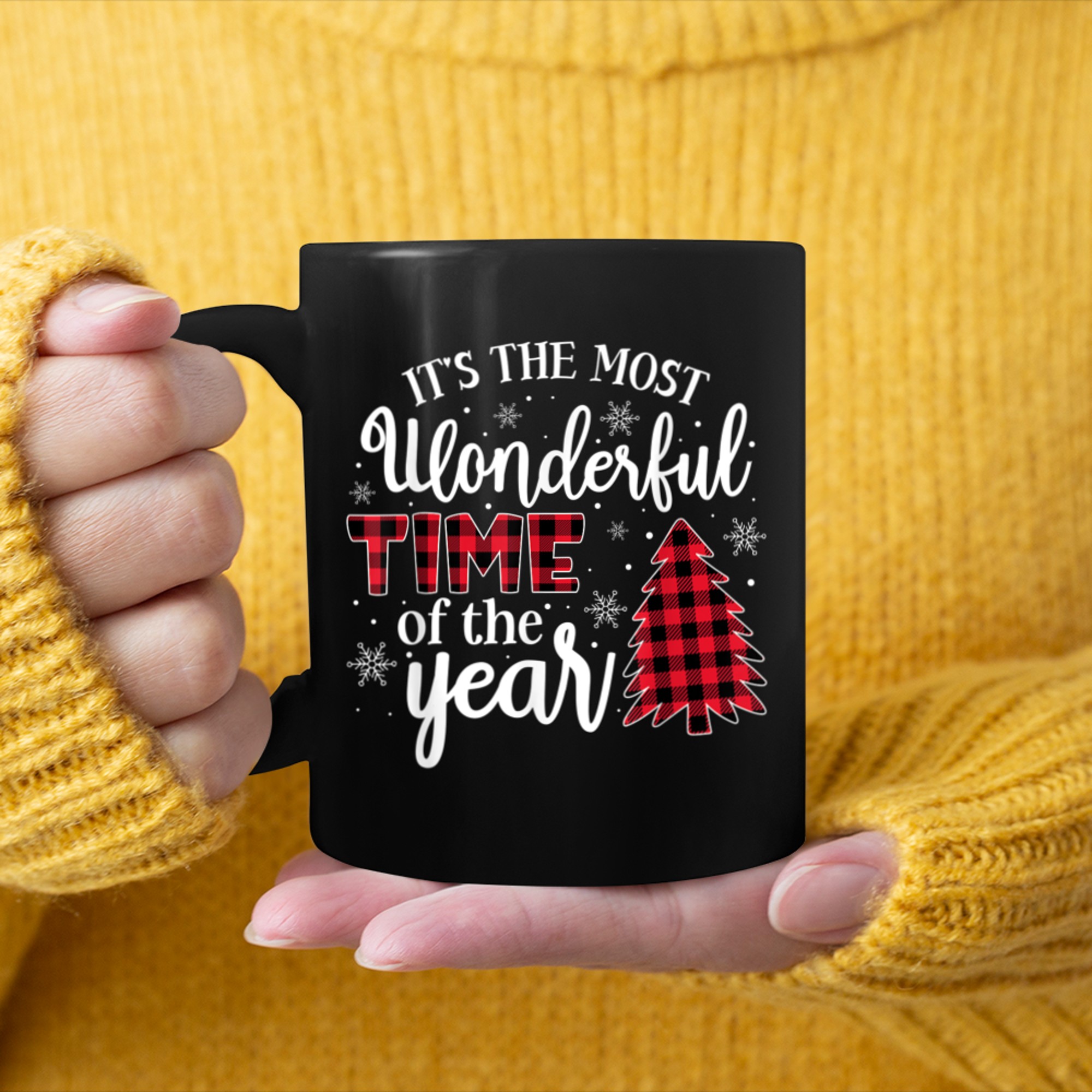 It's The Most Wonderful Funny Time Of The Year Buffalo Plaid mug black